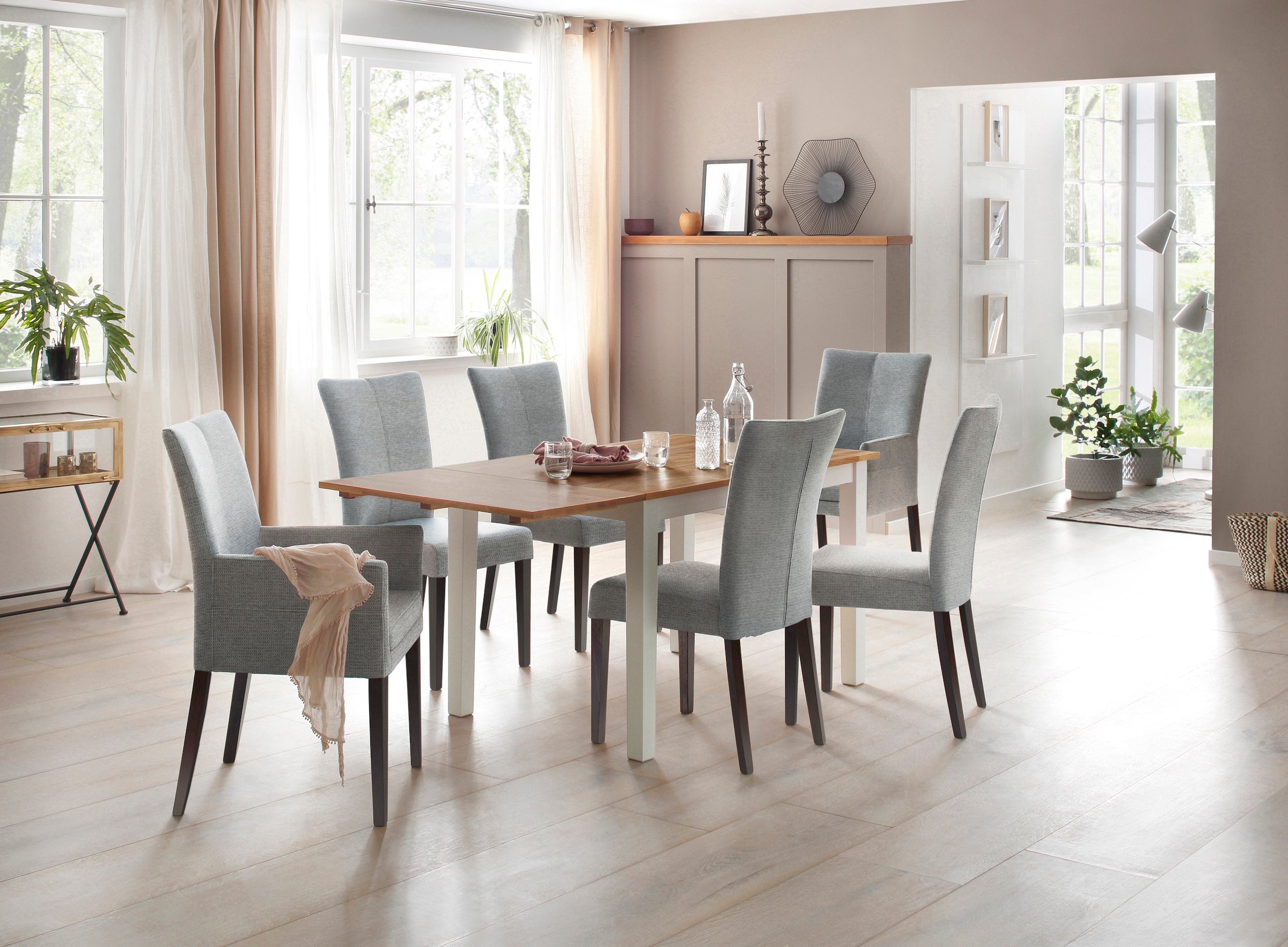 Home affaire 4-Fußstuhl »Aspen«, (Set), 2 St., Softstruktur, Beine aus massiver Buche, wengefarben lackiert