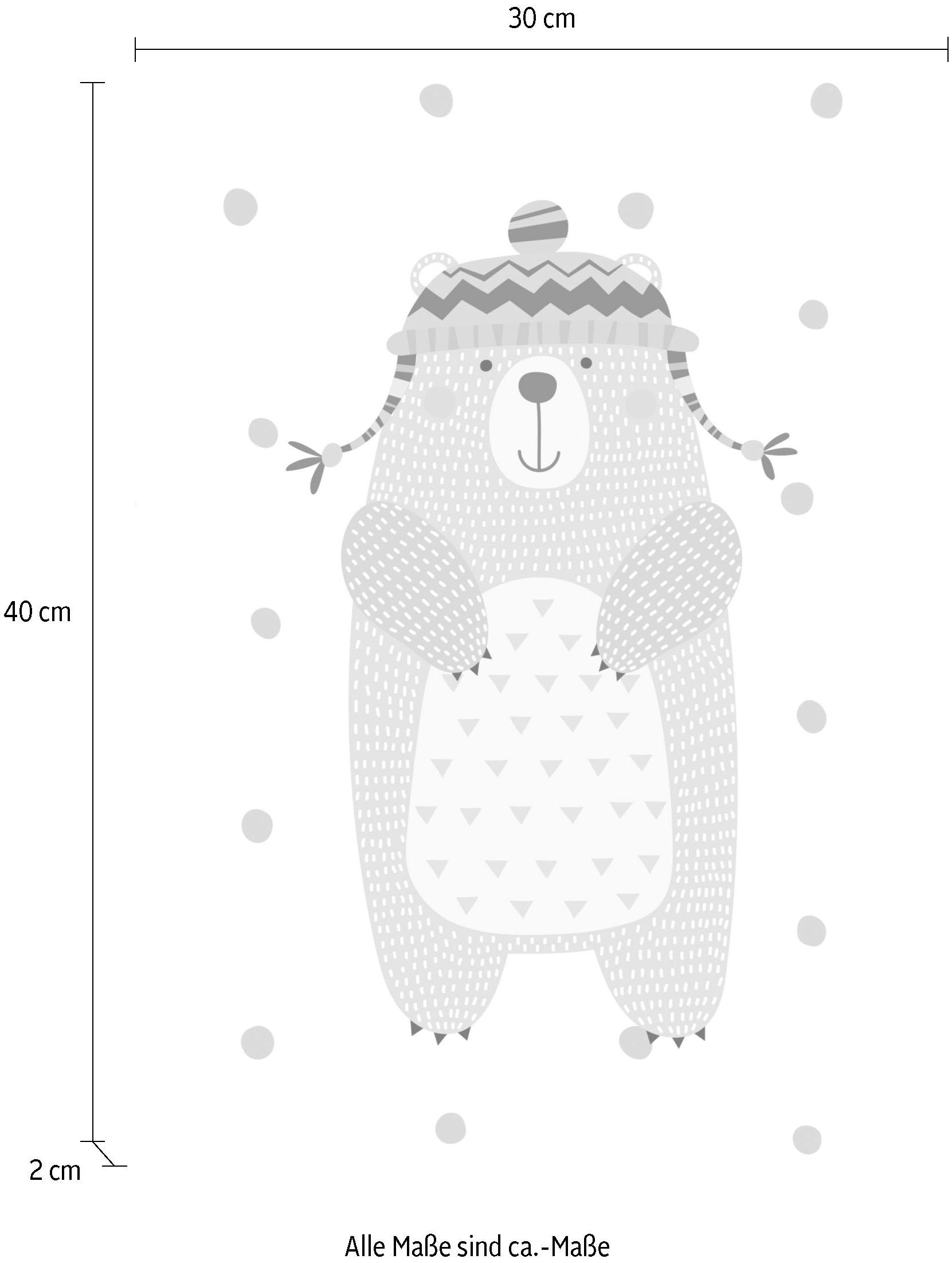 Lüttenhütt Leinwandbild »Bär«, Schneeflocken-Eisbär-Eisbären-Kinder-Figuren-Bär-Bären, Premium-Leinwandstoff, Handarbeit aus Deutschland, Kindermotiv