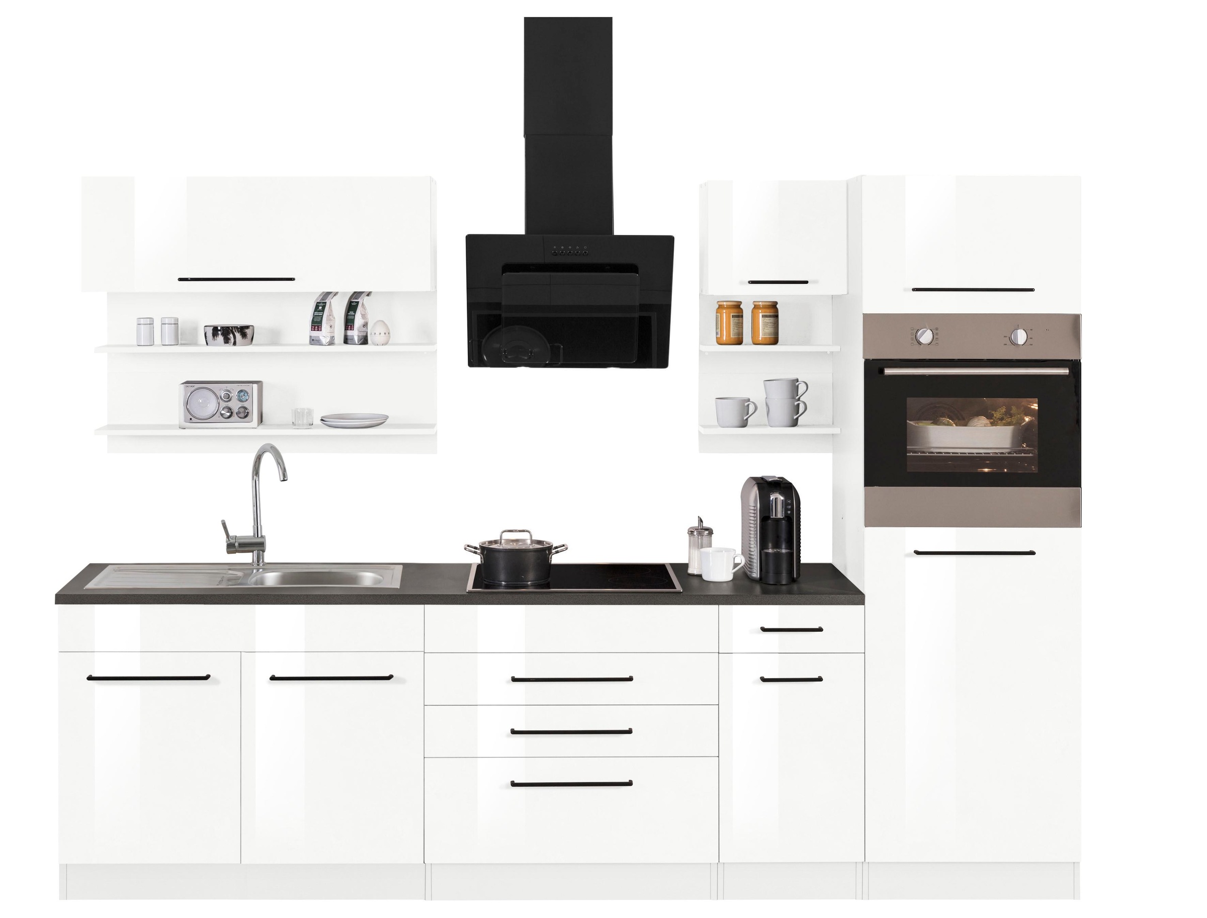 KOCHSTATION Küchenzeile »KS-Tulsa« ohne E-Geräte, Breite 290 cm, schwarze M günstig online kaufen