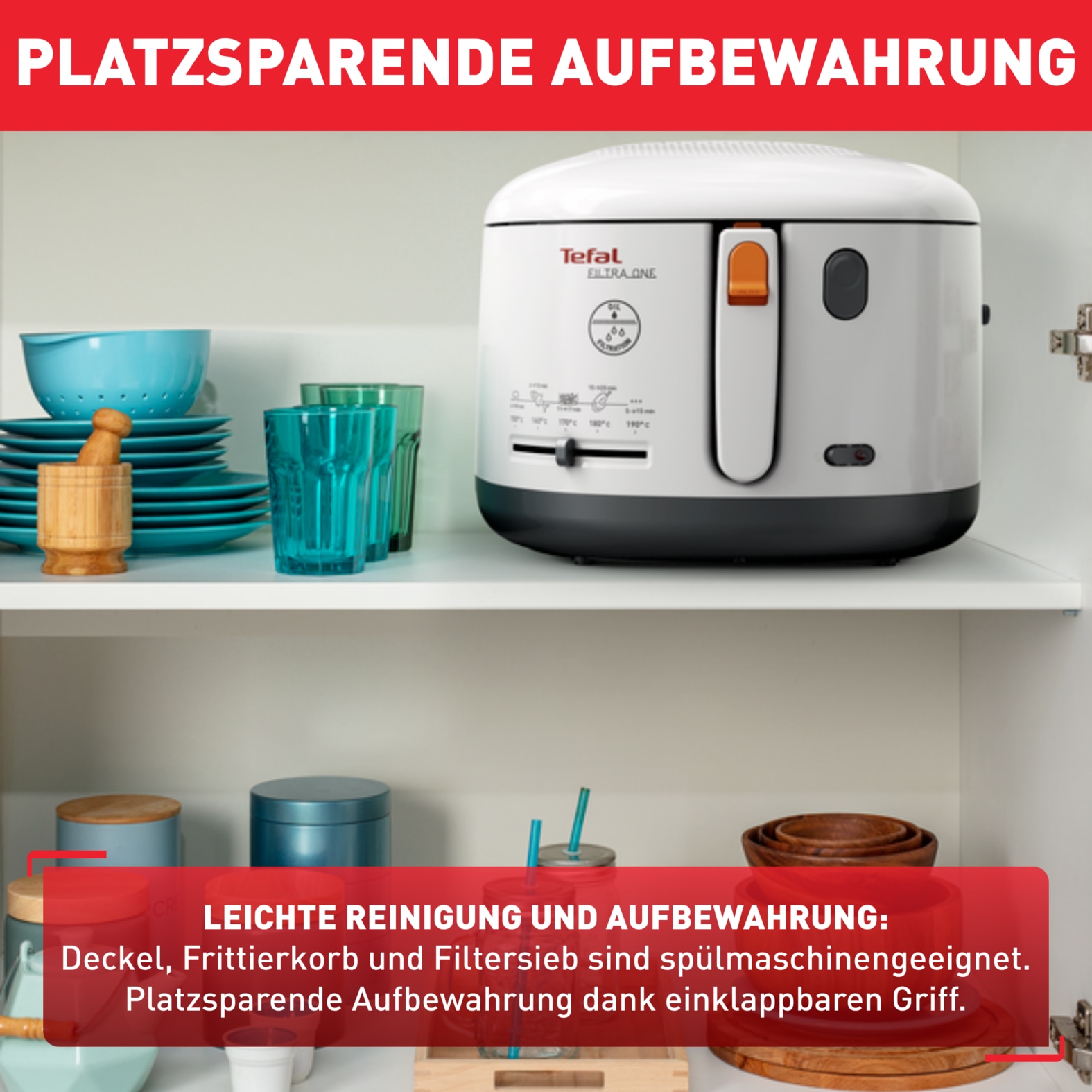 Tefal Fritteuse »One Filtra« 1900 W 1,2 Kg, Auffangsieb für Frittierreste, spülmaschinenfest, FF1631