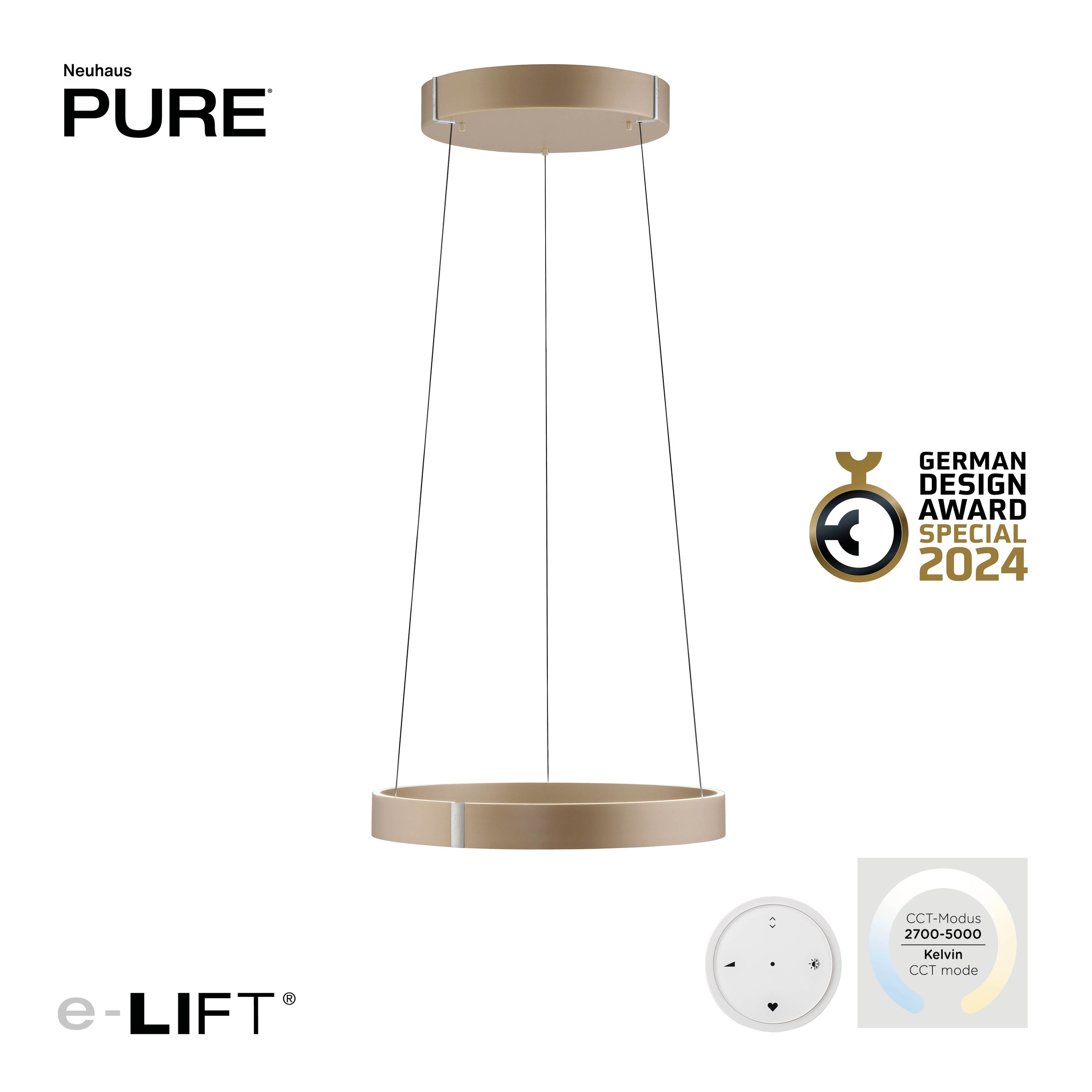 Neuhaus PURE LED Pendelleuchte »PURE E-Clipse« LED-Board 1 Stk. warmweiß - kaltweiß e-LIFT®-Funktion, CCT, dimmbar über Fernbedíenung