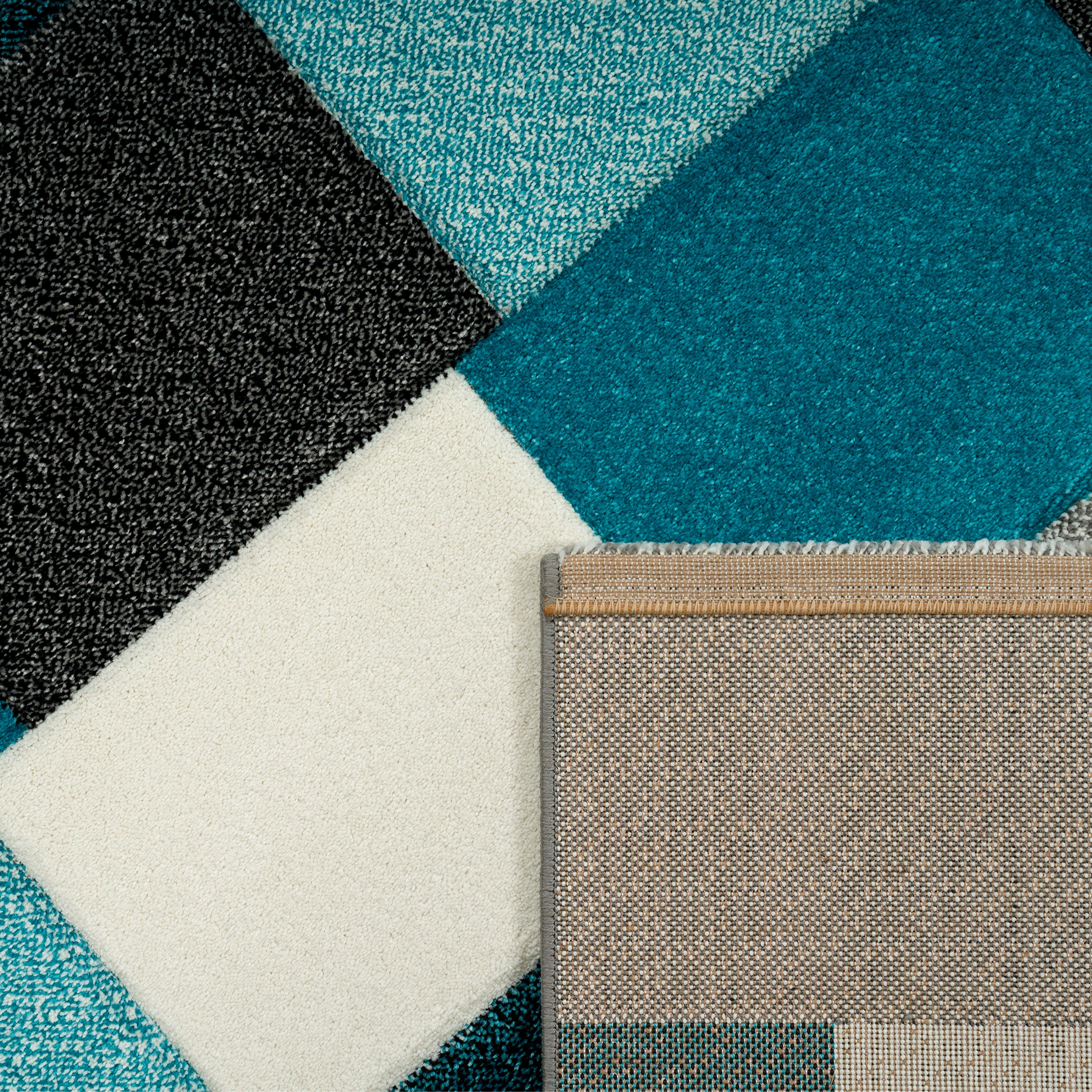 Paco Home Teppich »Brilliance 656«, rechteckig, 17 mm Höhe, Kurzflor, modernes Karo Design, handgefertigter Konturenschnitt