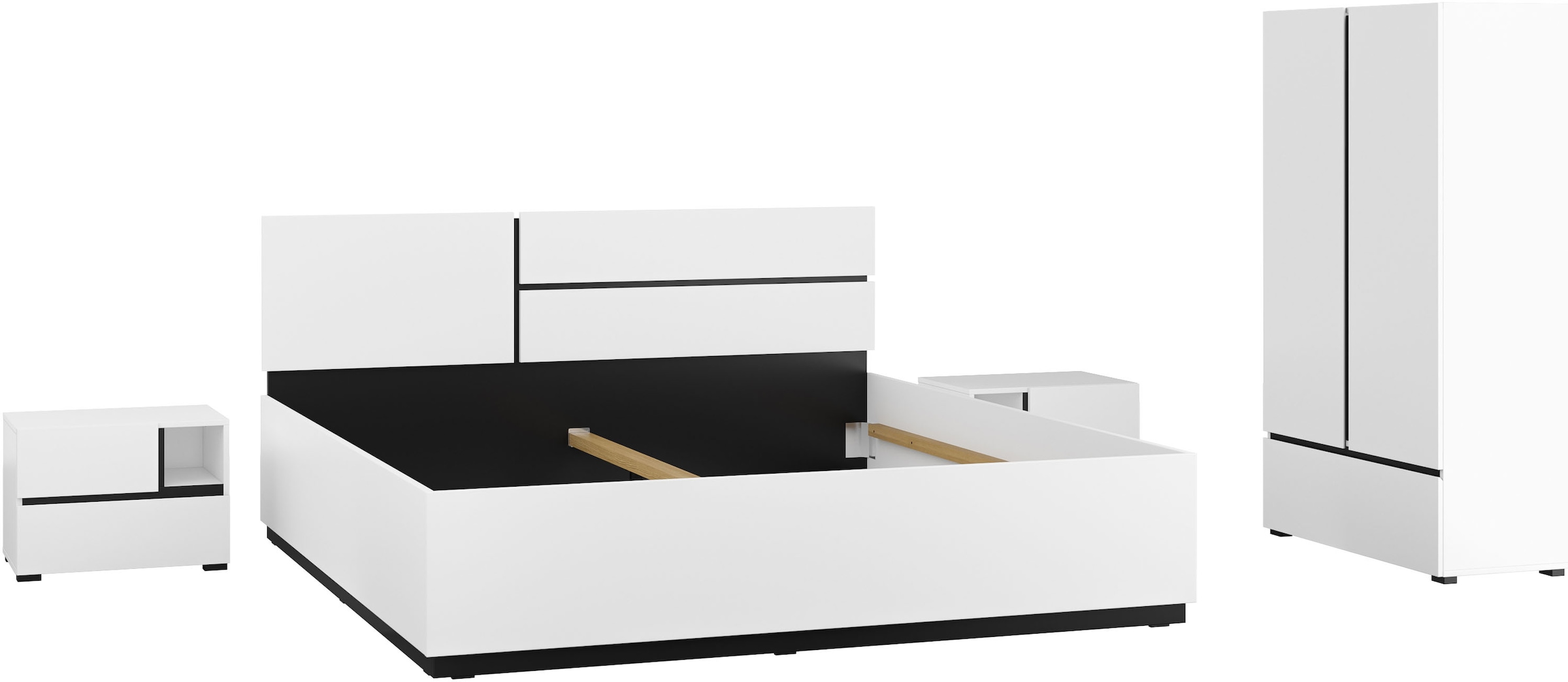 Schlafzimmer-Set OTTO HOME Cross, moderne, grifflose Optik, FSC-zertifiziert, weiß, 2trg. Schrank + ohne Matratze, B/H: 180cm x 200cm, 2trg. Schrank, Schlafzimmermöbel-Sets, Schlafzimmer-Set, Komplettschlafzimmer-Set