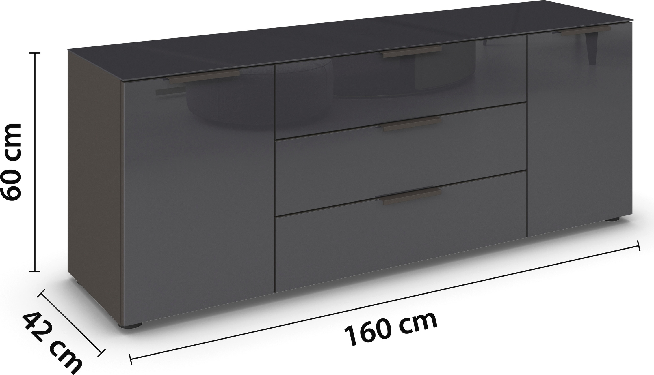 rauch Kombikommode »Kommode Türkommode Sideboard Kombikommode FLIPP mit Glasfront«, (Breite 160 cm mit 2 Einlegeböden), 2-türig, 3 Schubladen, Soft-Close-Funktion, Oberboden und Front Glas