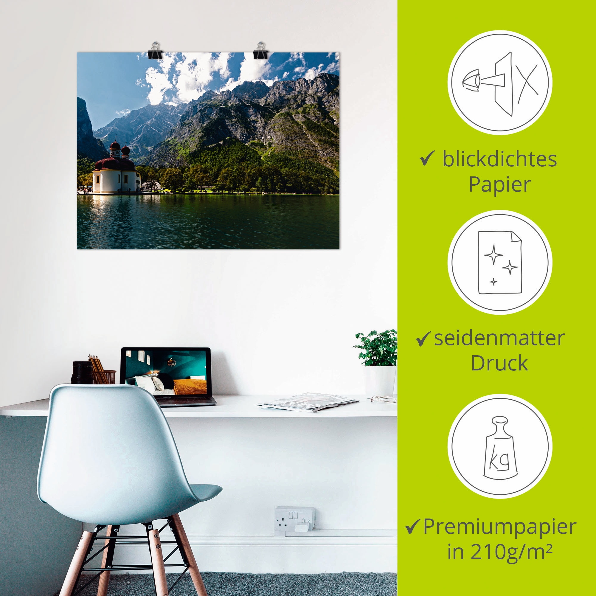 Artland Wandbild »St. Bartholomä (Königssee) I«, Berge, (1 St.), als Leinwandbild, Poster, Wandaufkleber in verschied. Größen