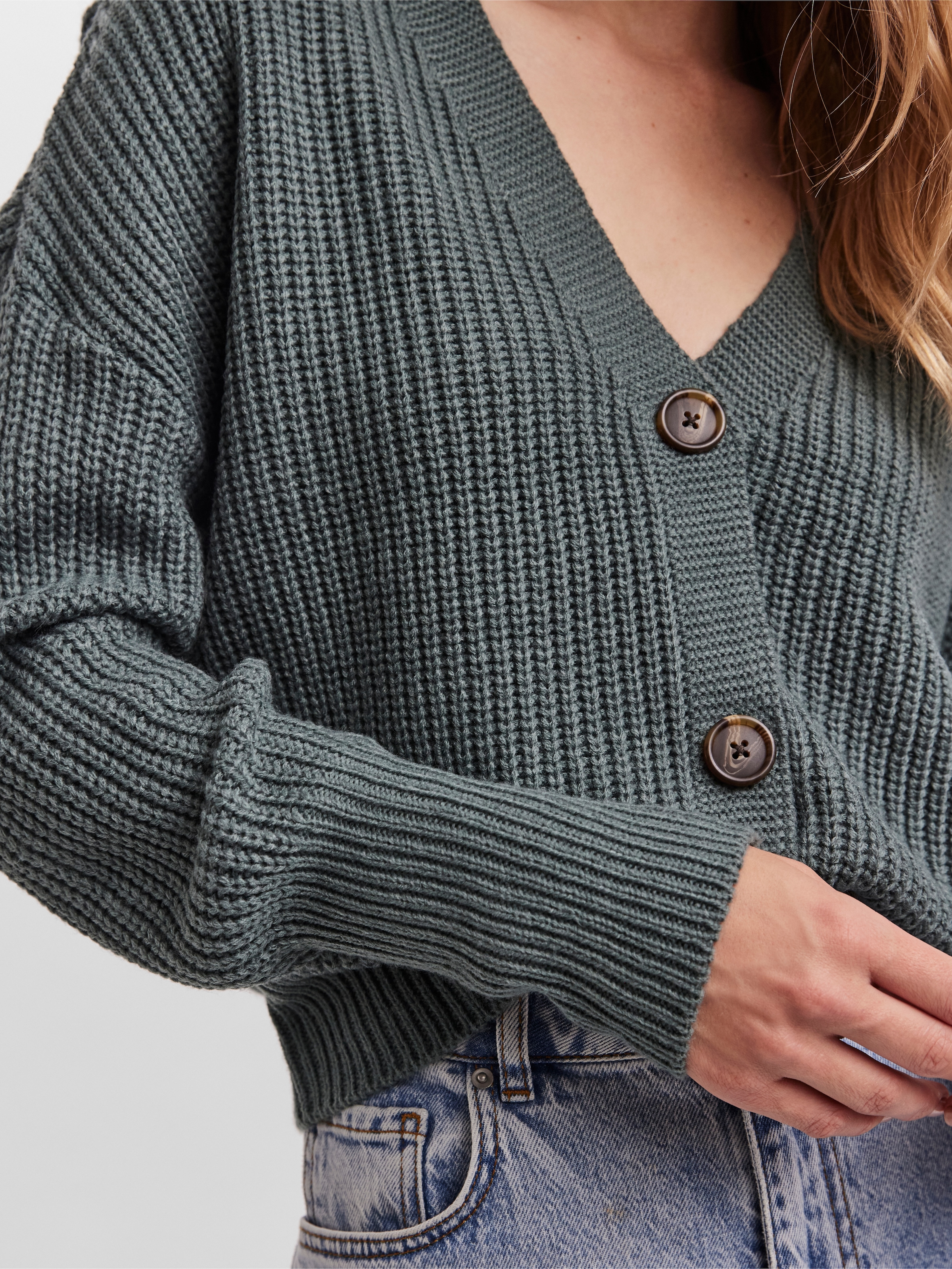 Vero Moda Strickjacke »VMLEA LS V-NECK CUFF CARDIGAN NOOS« Rippstrick