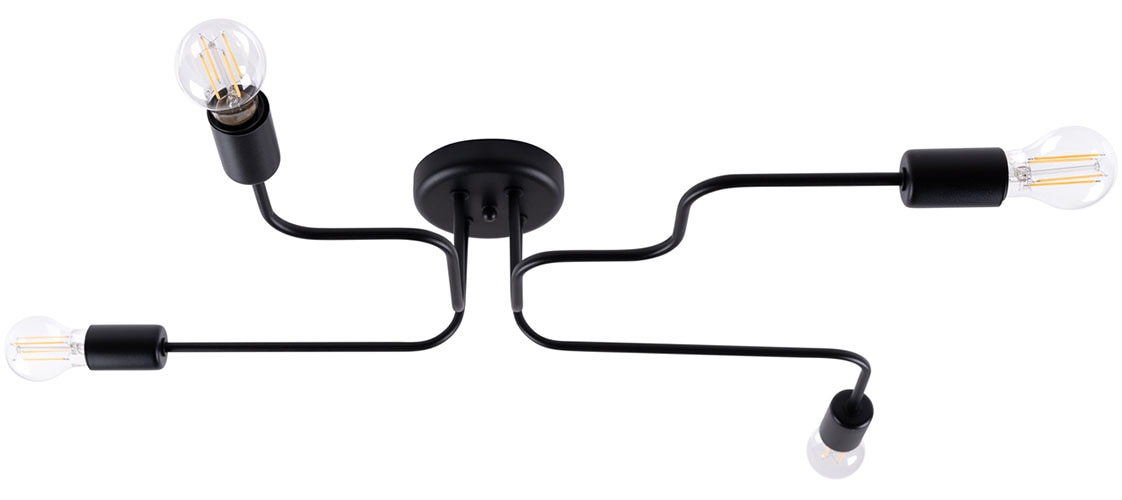 SOLLUX lighting Deckenleuchte »Kronleuchter VECTOR 4 schwarz«, 4 flammig, L günstig online kaufen