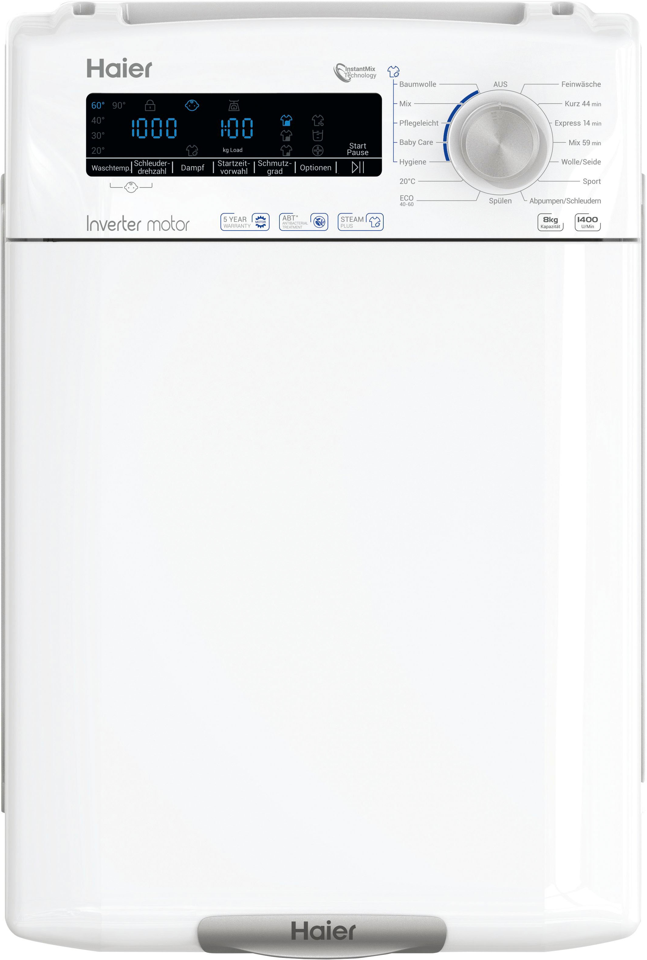 Haier Waschmaschine Toplader »RTXSGQ48TMSCE-84«, RTXSGQ48TMSCE-84, 8 kg, 1400 U/min, mit Instant Mix Funktion