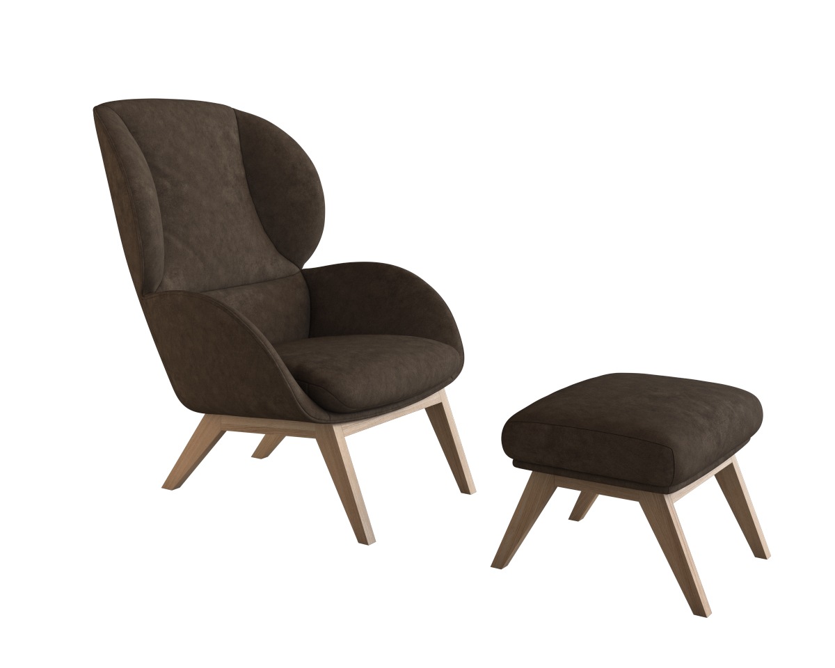 FLEXLUX Polsterhocker "Adria" Fuß Eiche, Fußhocker für Ohrensessel günstig online kaufen