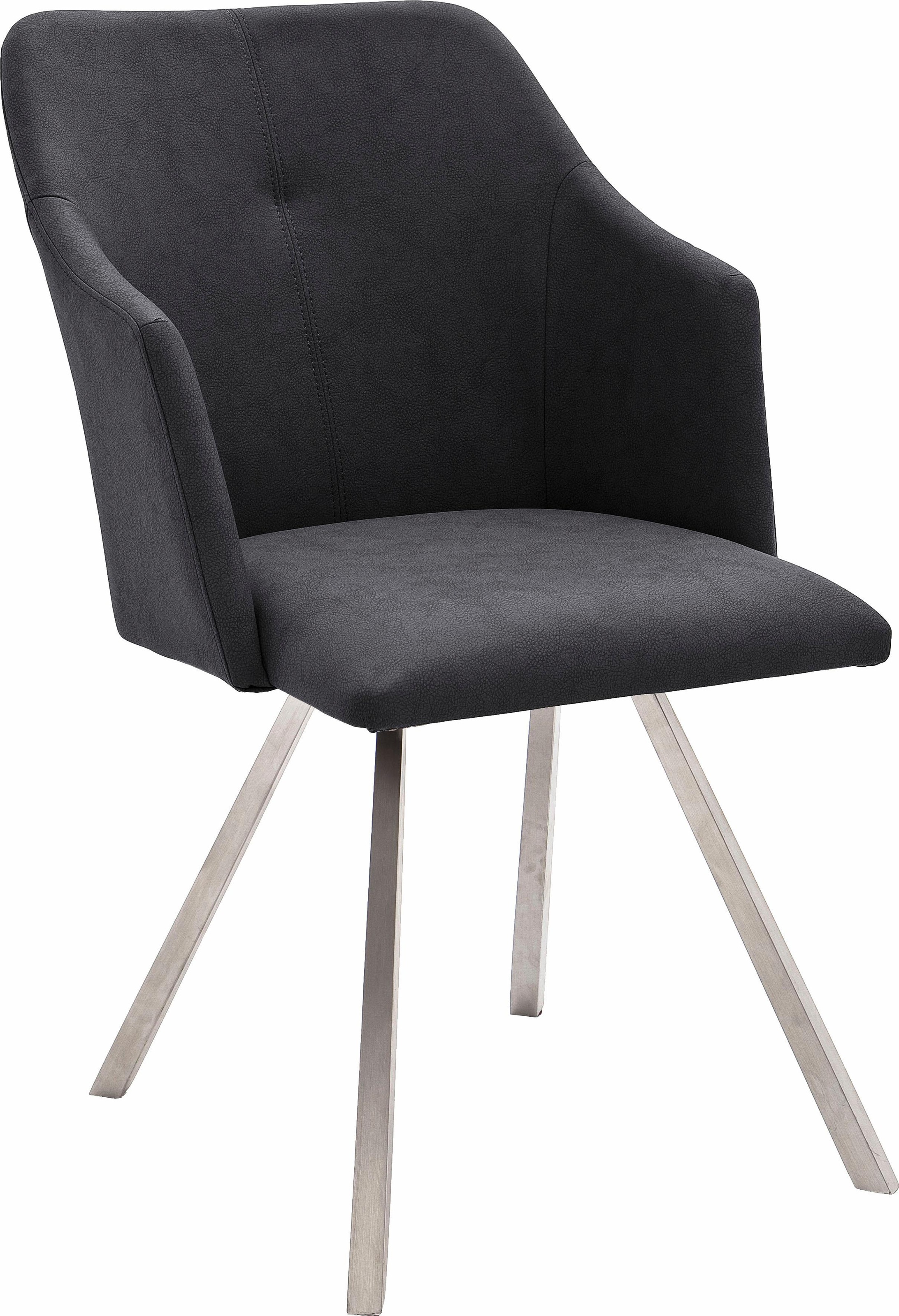 MCA furniture Esszimmerstuhl »Madita 4 Fuß Stuhl B-eckig«, (Set), 2 St., Velours in Lederoptik, Stuhl belastbar bis max. 140 kg