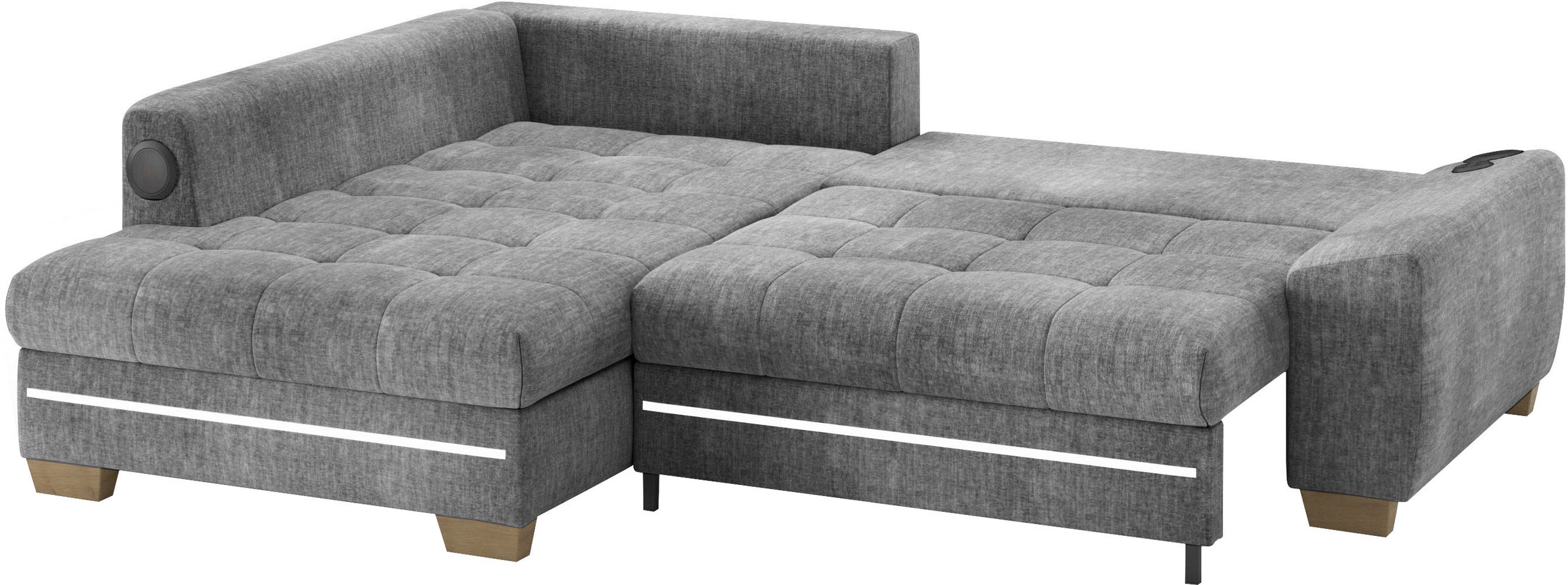 Mr. Couch Ecksofa »Nikita II, L-Form«, mit Kaltschaum, RGB-LED, Soundsystem, wahlweise mit Bett, Bettkasten