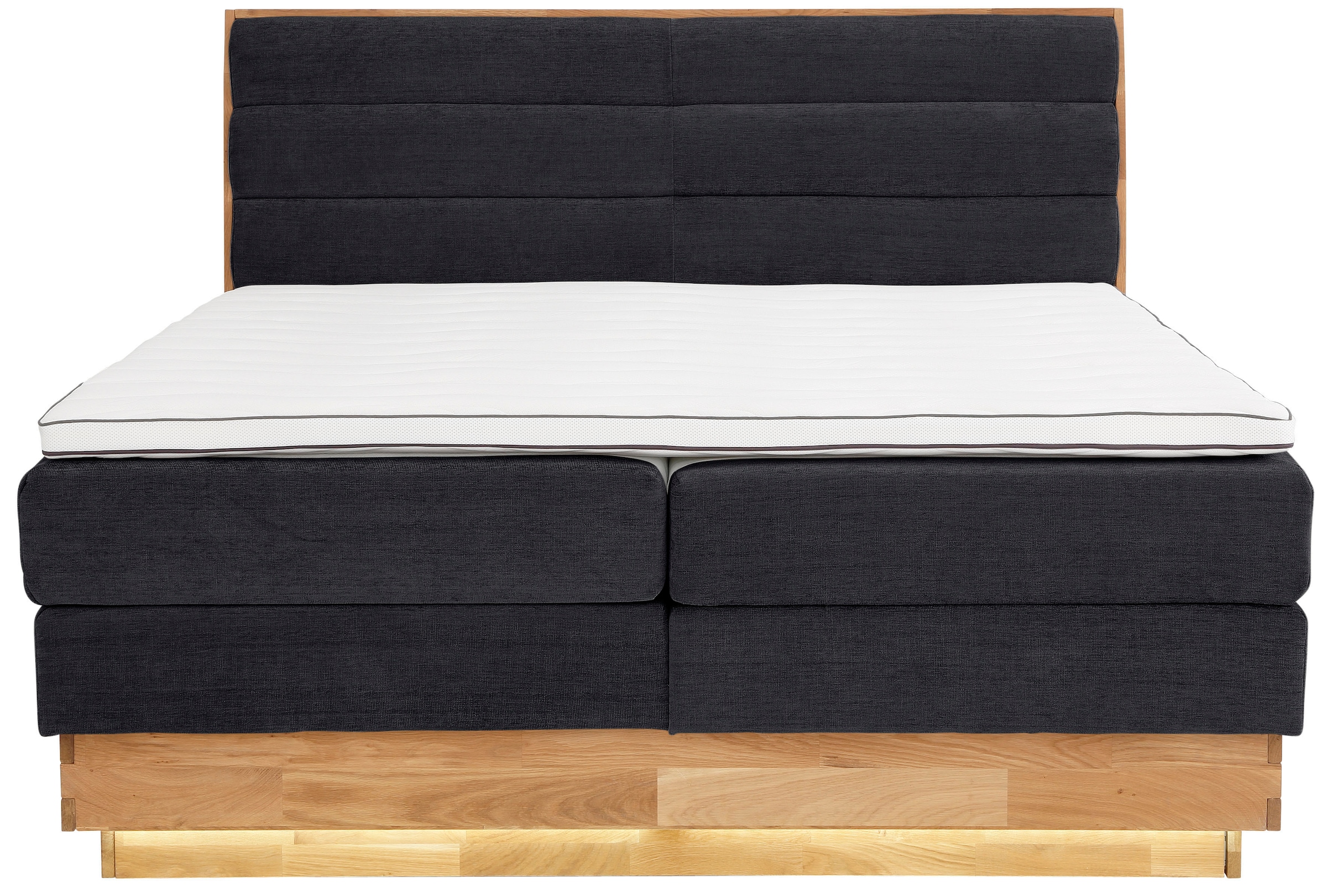 OTTO products Boxspringbett, LED-Beleuchtung, mit zertifizierten, recycelten Bezugsstoffen