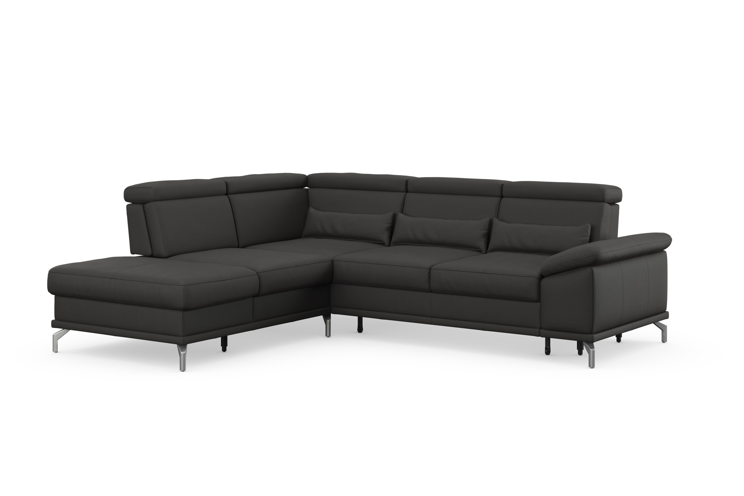 sit&more Ecksofa »Cabrio L-Form, B: 274 cm, mit Sitztiefen-, Arm- & Kopfteilverstellung«, 3 Nierenkissen, Federkern, optional Bettfunktion und Stauraum