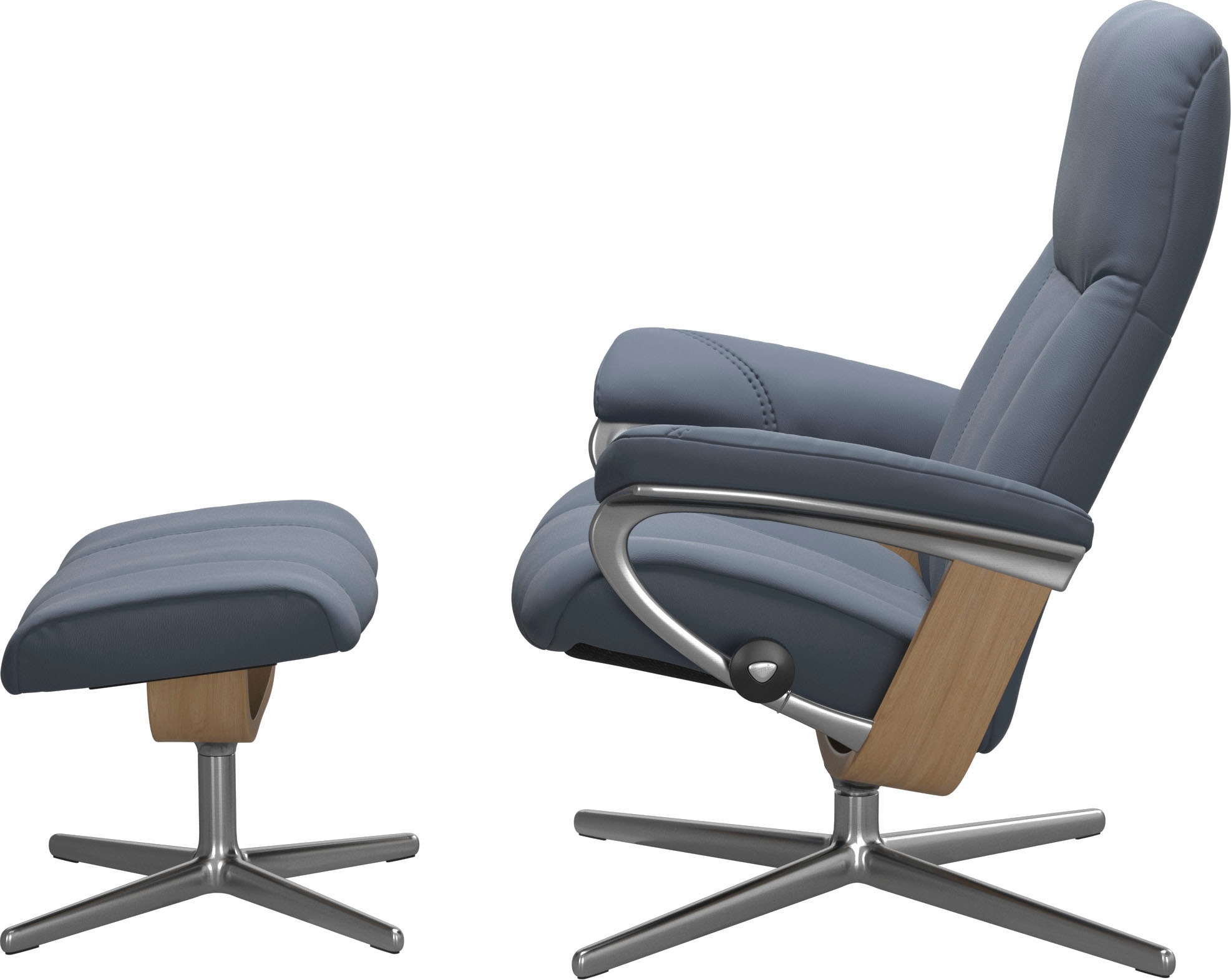 Stressless® Relaxsessel »Consul«, (Set, Relaxsessel mit Hocker), mit Hocker, mit Cross Base, Größe S, M & L, Holzakzent Eiche