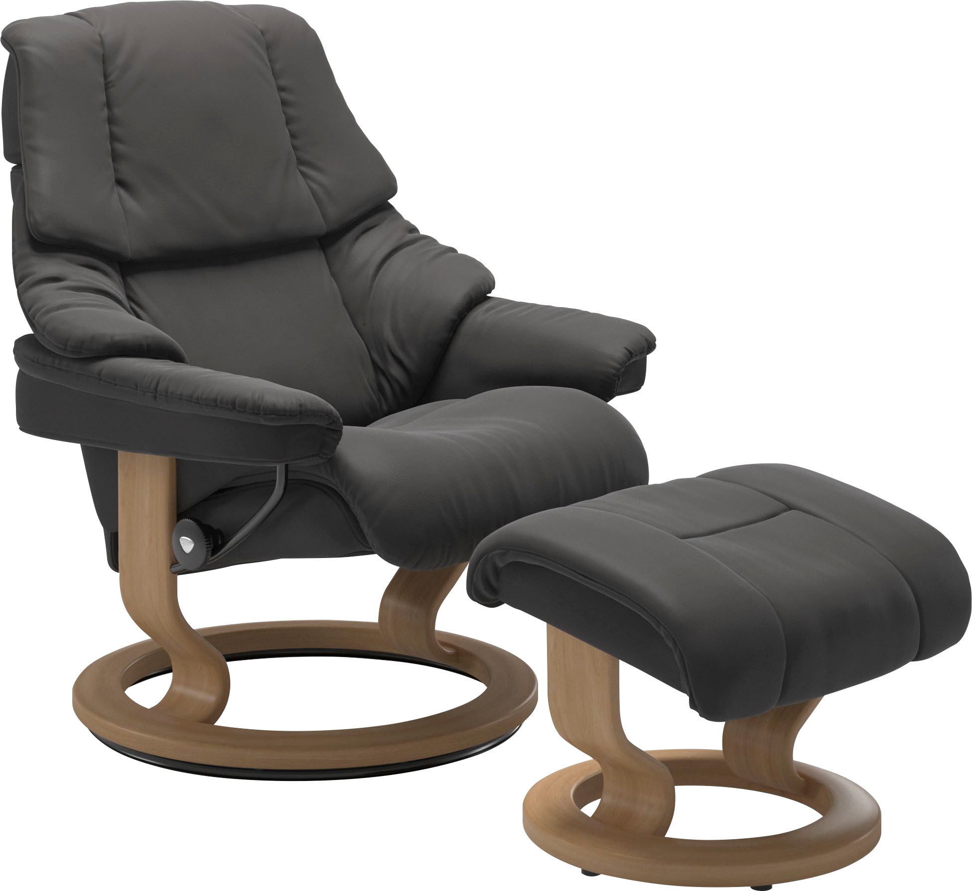 Stressless® Relaxsessel »Reno«, (Set, Relaxsessel mit Hocker), mit Hocker, mit Classic Base, Größe S, M & L, Gestell Eiche