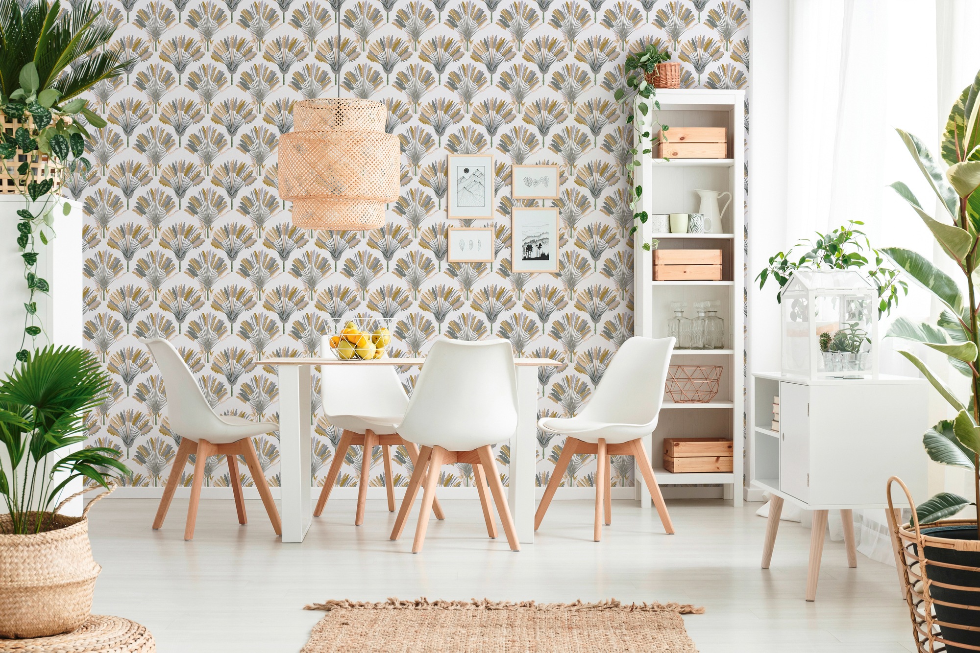 Architects Paper Vliestapete »Jungle Chic«, floral-botanisch-tropisch, Palmentapete Tapete Dschungel Federn Tapeten Wohnzimmer Schlafzimmer