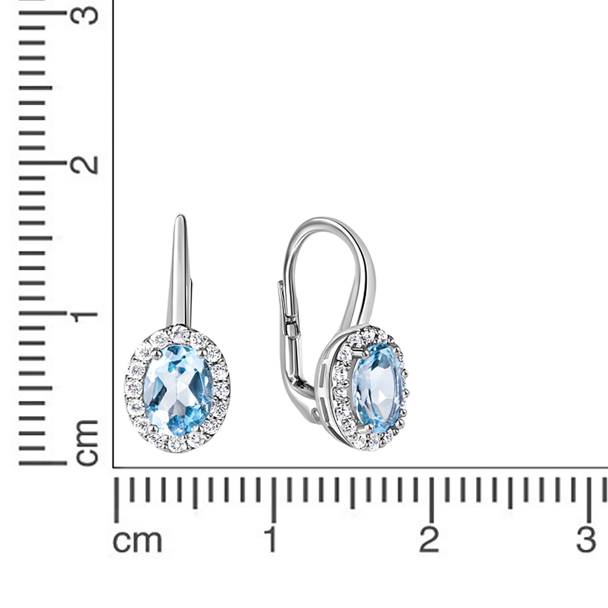 Zeeme Paar Ohrhänger »375/- Weißgold Zirkonia und Blautopas«