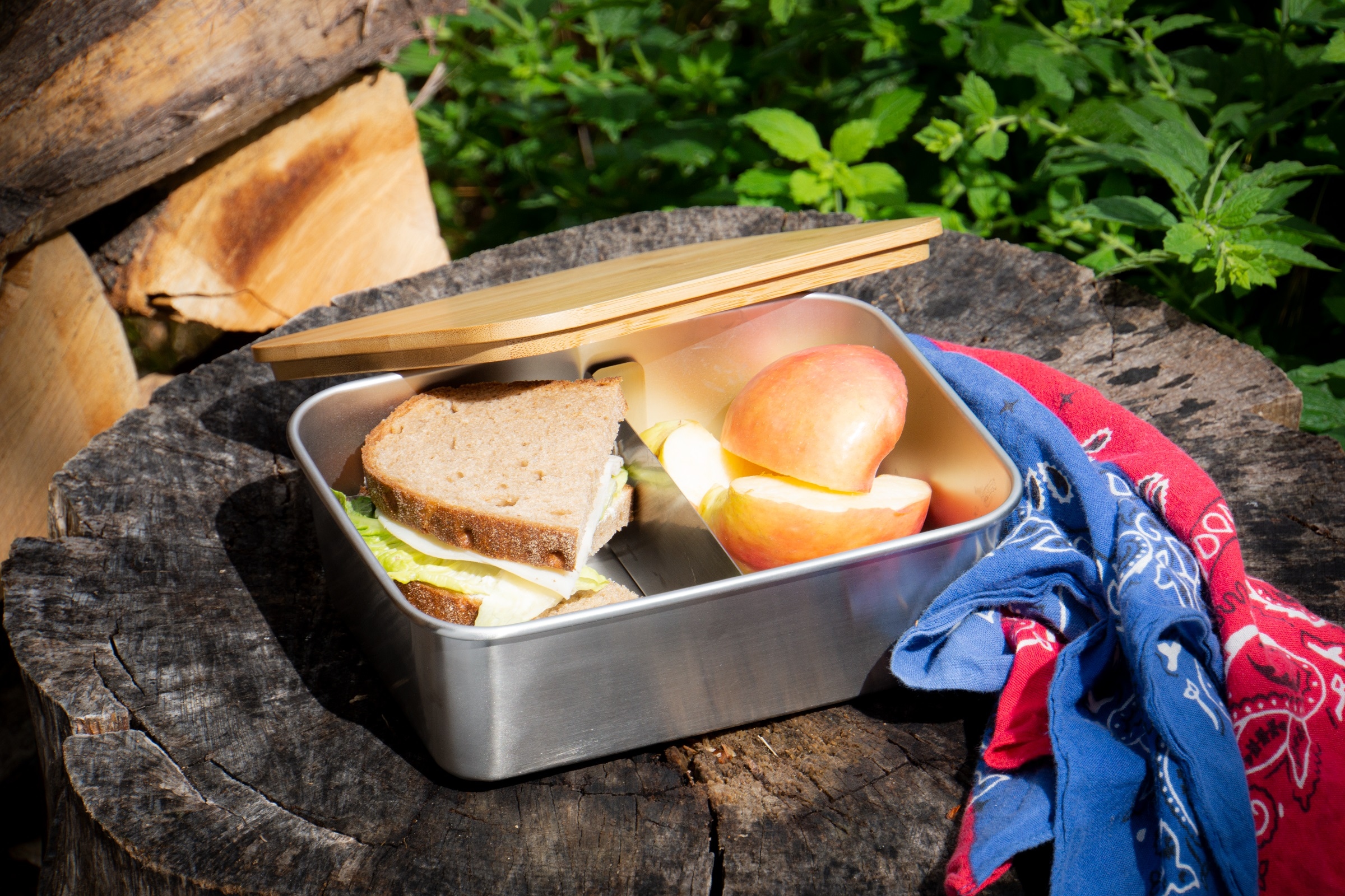 ECHTWERK Lunchbox »„Brotdose“ mit Bambusdeckel, 1500 ml«, (1 tlg., Dose mit Deckel), aus hochwertigem Edelstahl 304