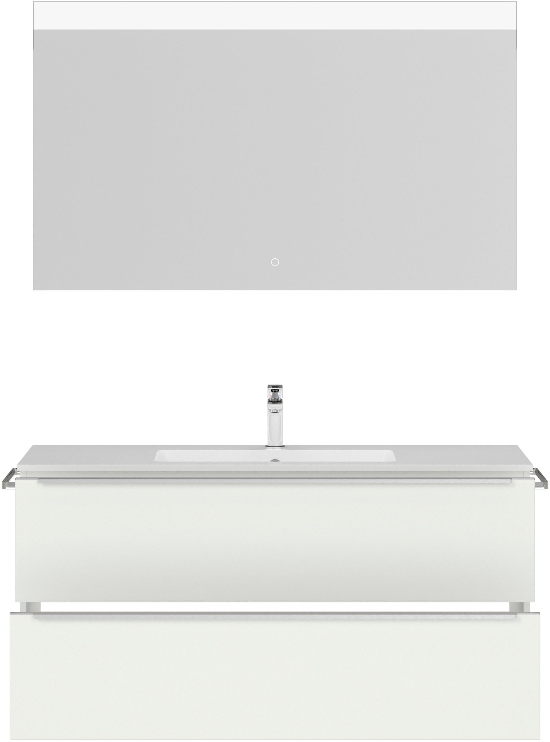nobilia® Badmöbel-Set »Levere«, (2 St., vormontiert, mit Soft-Close), inkl. Spiegel mit Touch-Sensor, in vier Breiten
