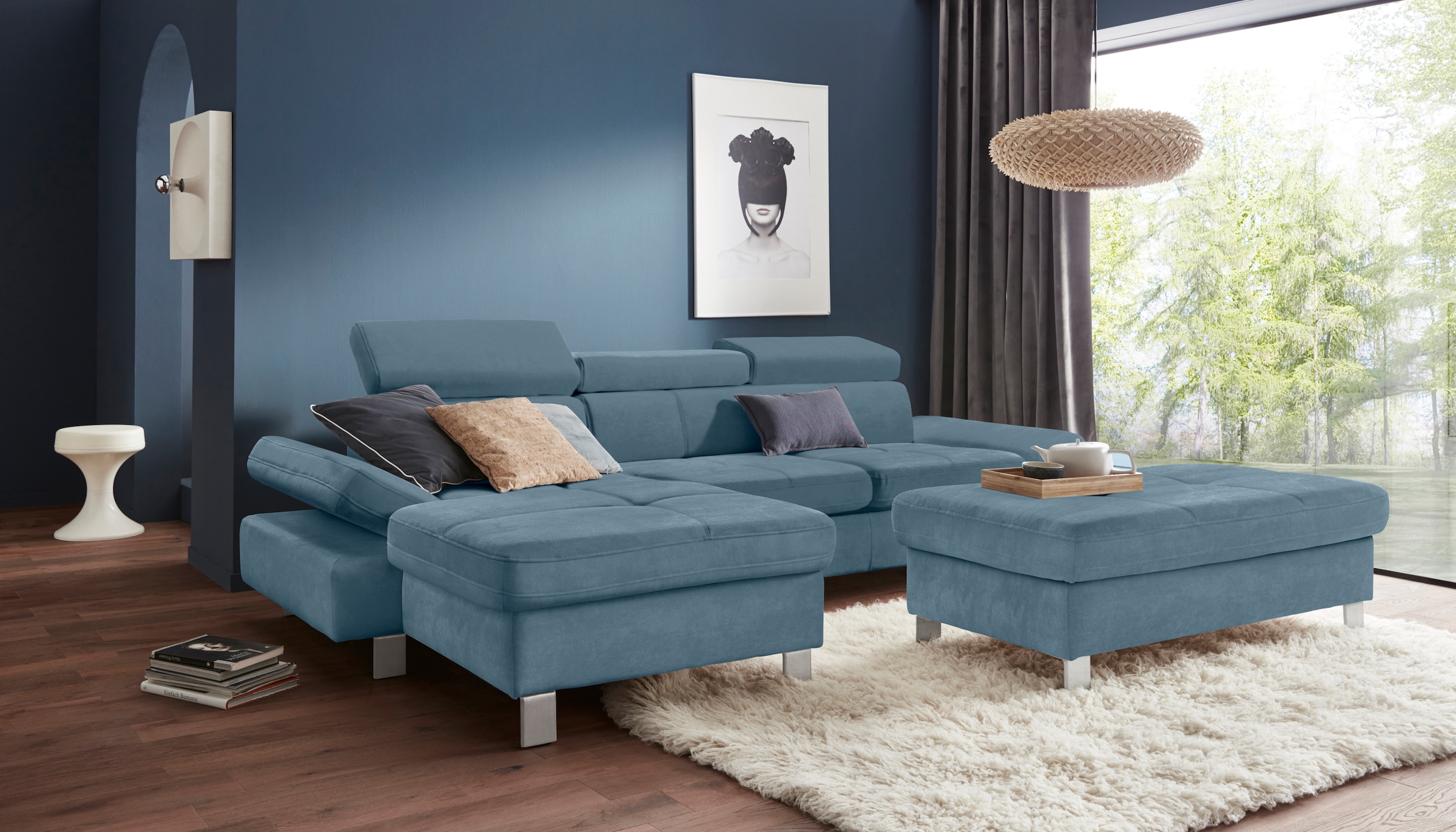 exxpo - sofa fashion Ecksofa »Fiji, hochwertige Detailverarbeitung im Sitz und Rücken, L-Form«, bequem durch Kopf- und Armteilverstellung, wahlweise mit Bettfunktion