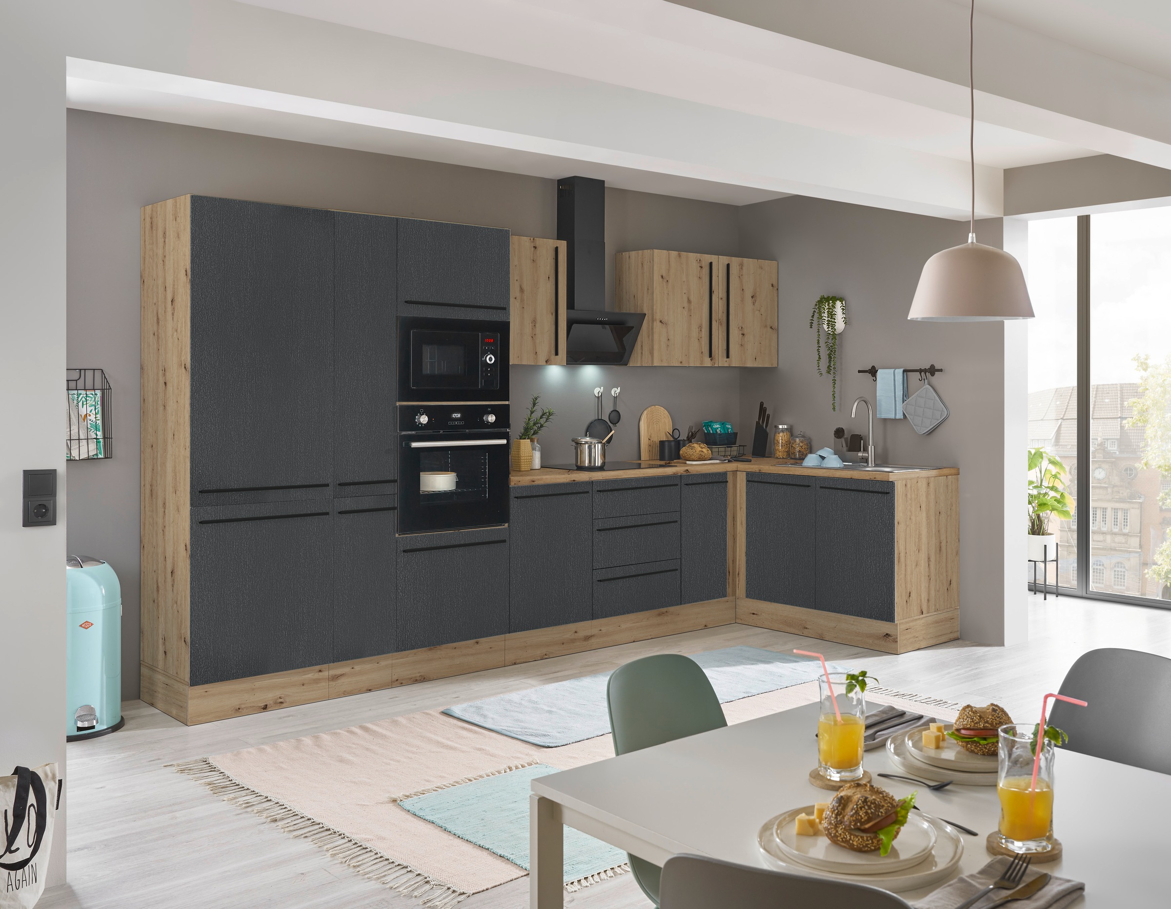 KOCHSTATION Winkelküche »Florida, Stellbreite 360x165 cm«, wahlweise mit E-Geräten, mit Softclose für Türen und Schubkästen