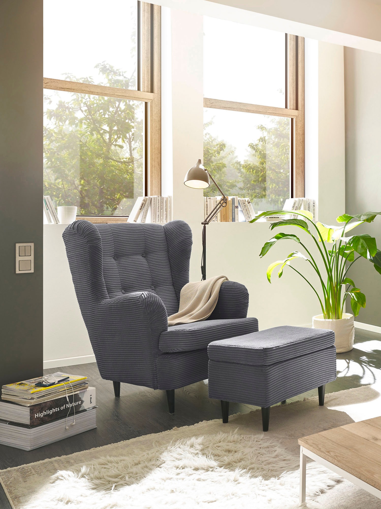 ED EXCITING DESIGN Hocker »Oskar«, mit Massivholzfüßen günstig online kaufen