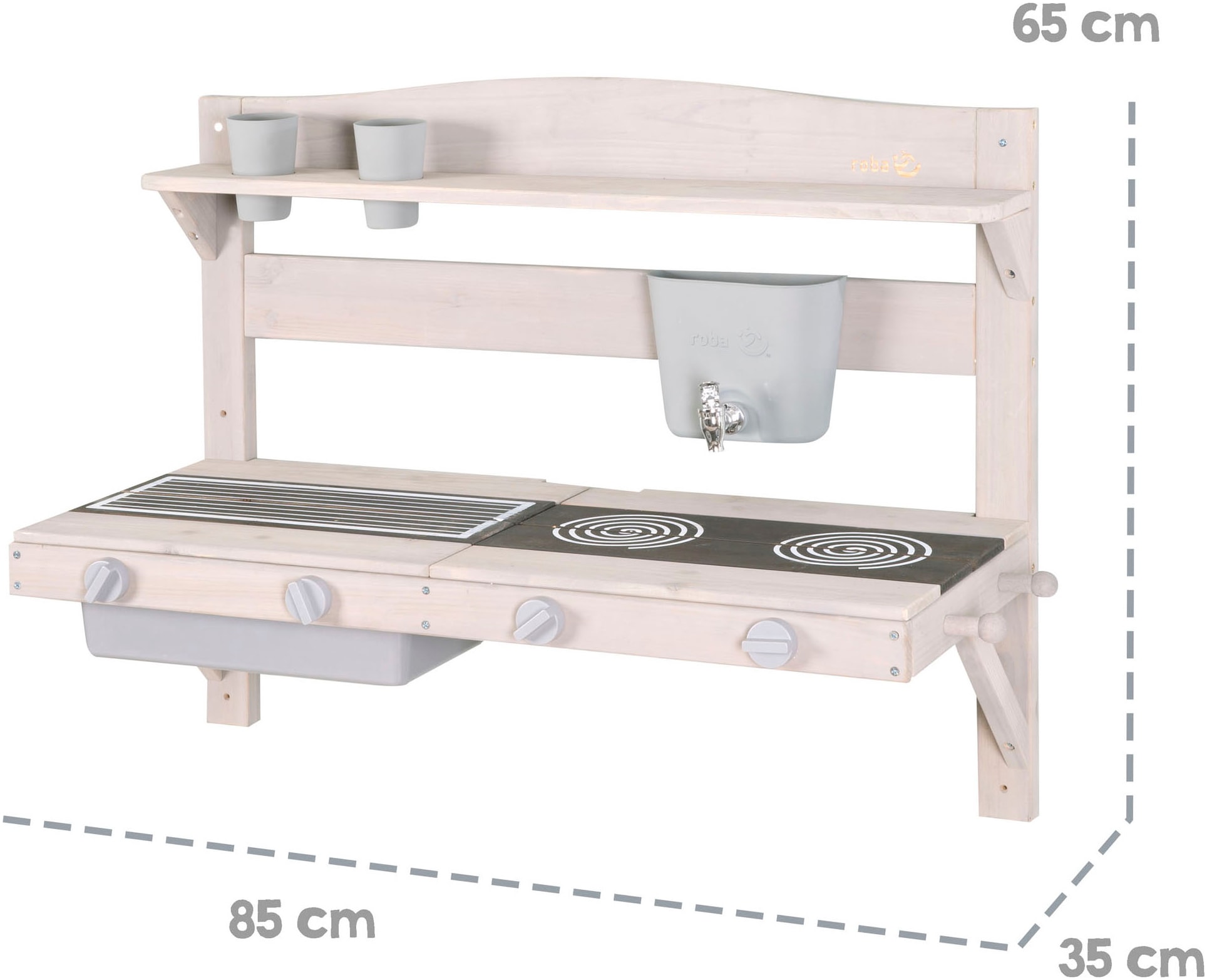 roba® Outdoor-Spielküche »Matschküche zum Aufhängen, grau lasiert, aus Holz«, FSC® - schützt Wald - weltweit