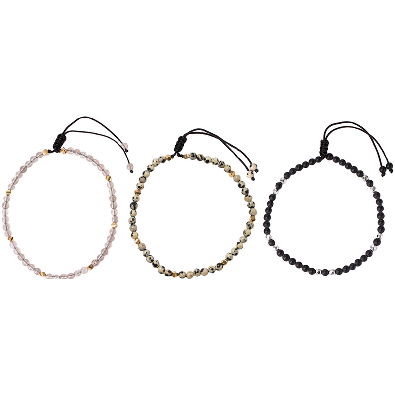 FIRETTI Fußketten Set »Schmuck Geschenk Körperschmuck Edelsteine« mit Achat, Dalmatiner Jaspis, Onyx...