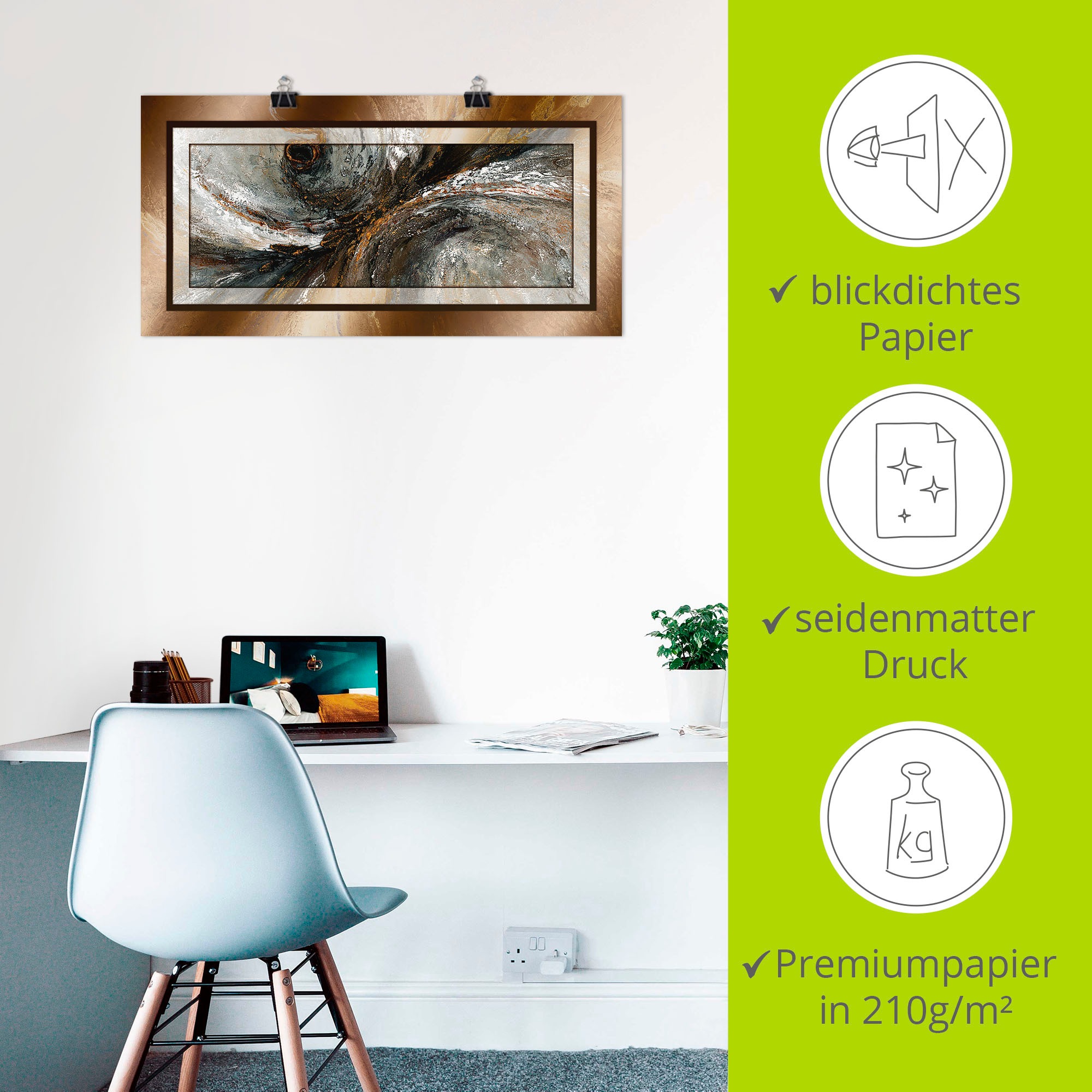 Artland Wandbild »Gold Abstrakt 2« Gegenstandslos 1 Stk. tlg. als Alubild, Leinwandbild, Poster in verschied. Größen