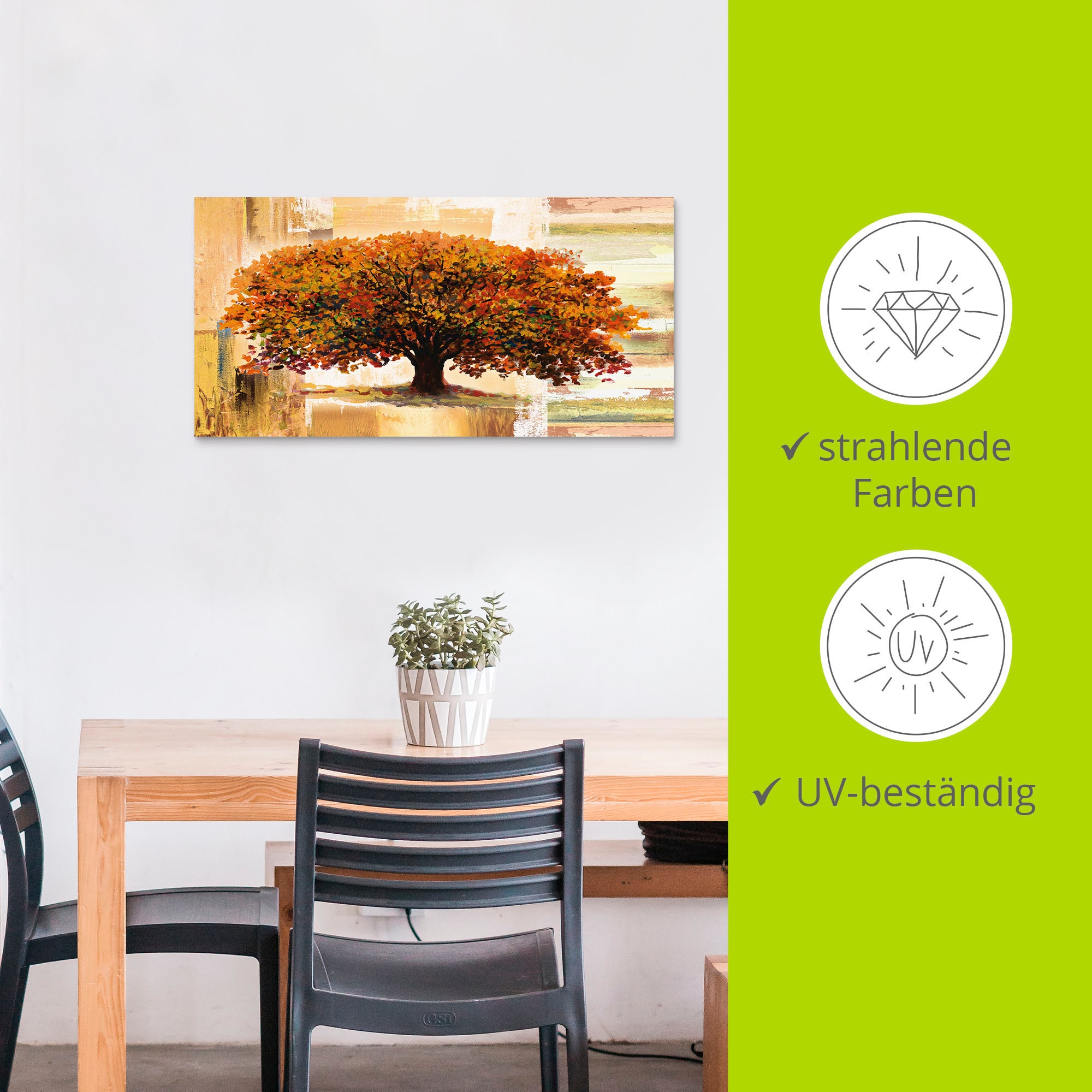 Artland Wandbild »Herbstbaum auf abstraktem Hintergrund«, Bäume, (1 St.), als Alubild, Outdoorbild, Leinwandbild, Poster in verschied. Größen