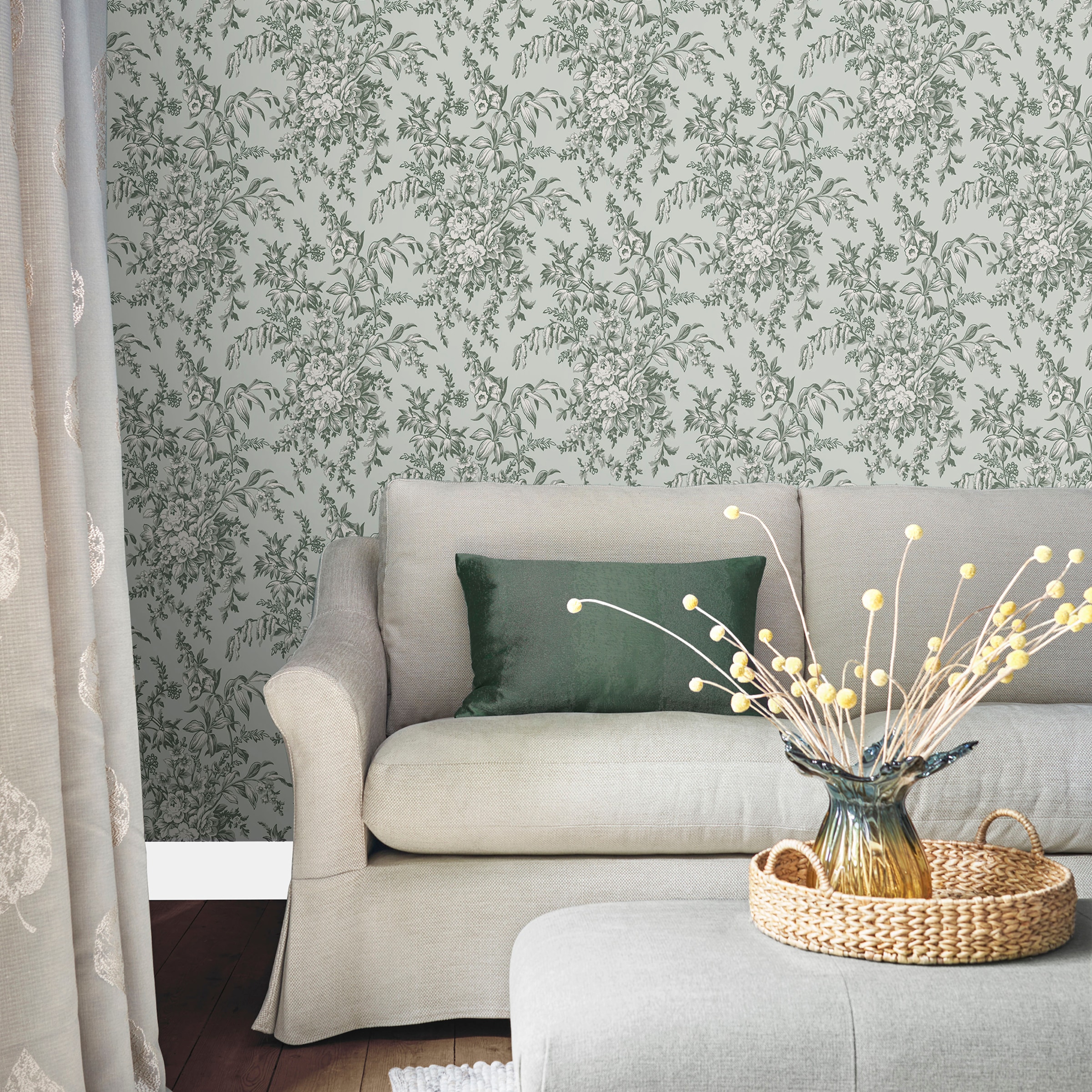 LAURA ASHLEY Vliestapete »Laura Ashley Picardie Sage Vliestapete«, geblümt, Laura Ashley Picardie Sage Vliestapete