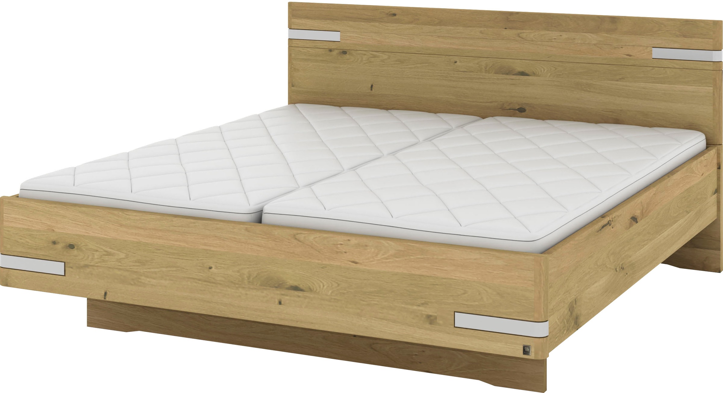 Musterring Holzbett »Savona«, (Belastbarkeit 220 Kg, 4-fache Liegehöhenverstellung, MADE IN GERMANY), Kopfteil in Bianco-Eiche massiv, Details in Chrom, verschiedene Größen