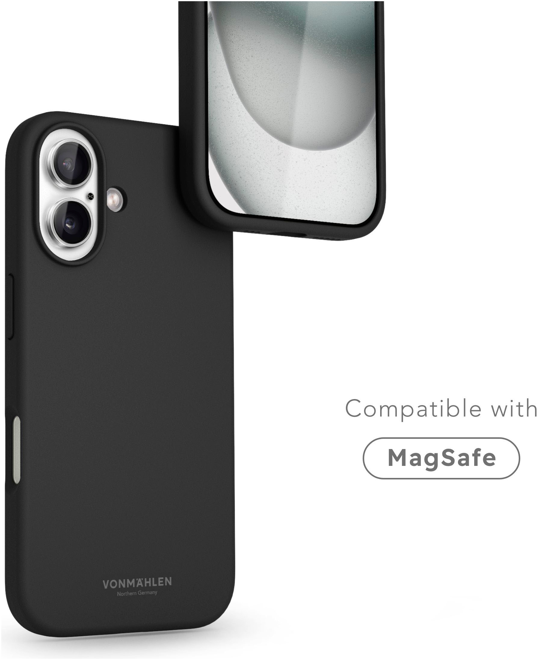 VONMÄHLEN Smartphone-Hülle »iPhone 16, Soft Silicone Case - Black«