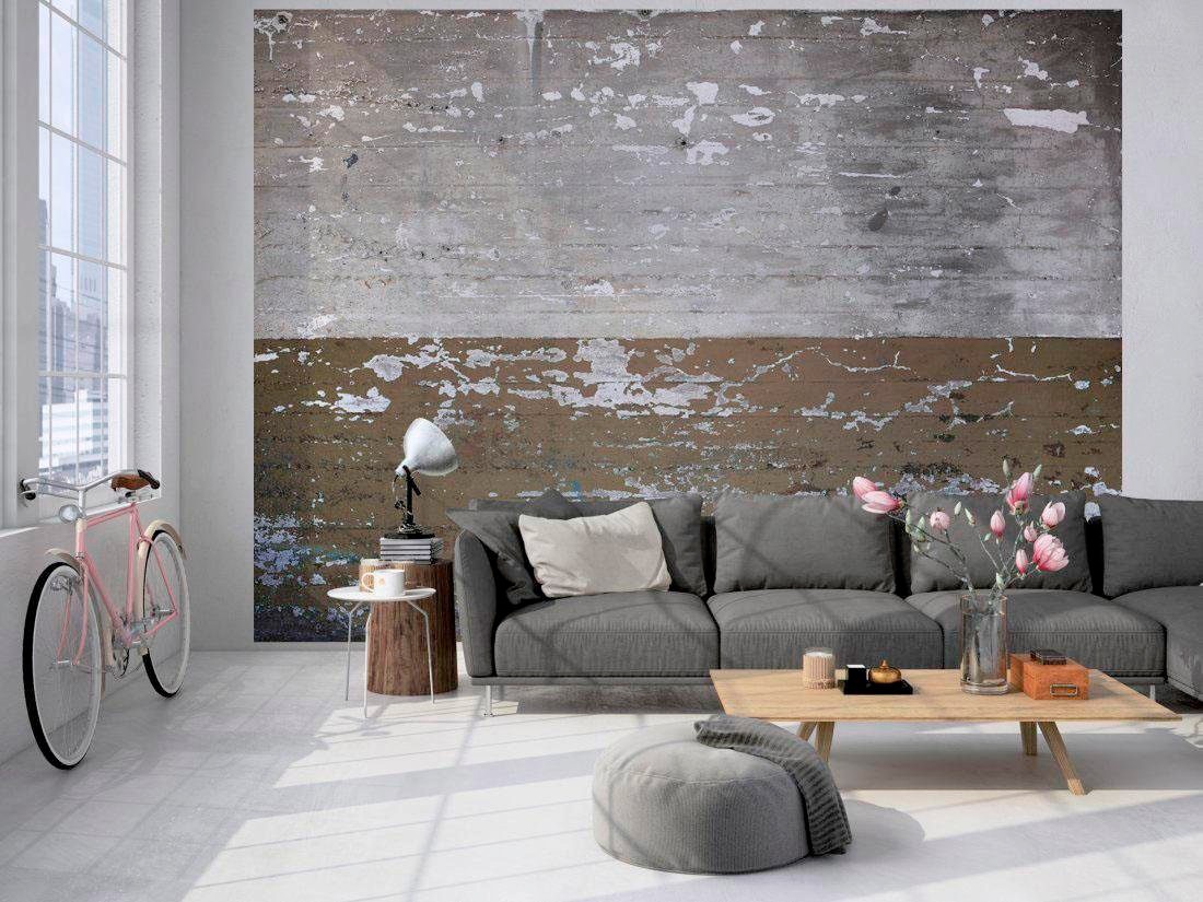 living walls Fototapete »Beton Vintage« glatt Fototapete Betonwand Grau Beige 3,50 m x 2,55 m  Tapete