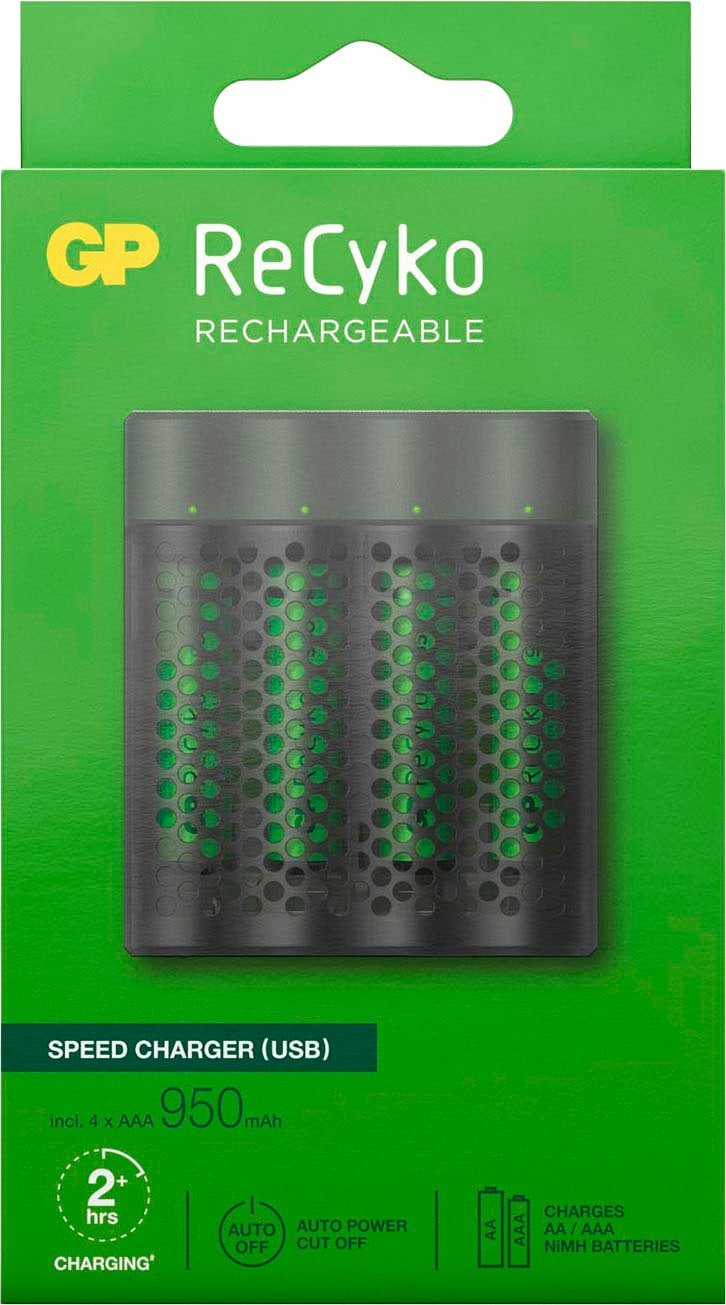 GP Batteries Batterie-Ladegerät »ReCyko Speed M451 4-fach NiMH mit 4 x AAA 950 mAh NiMH-Batterien«