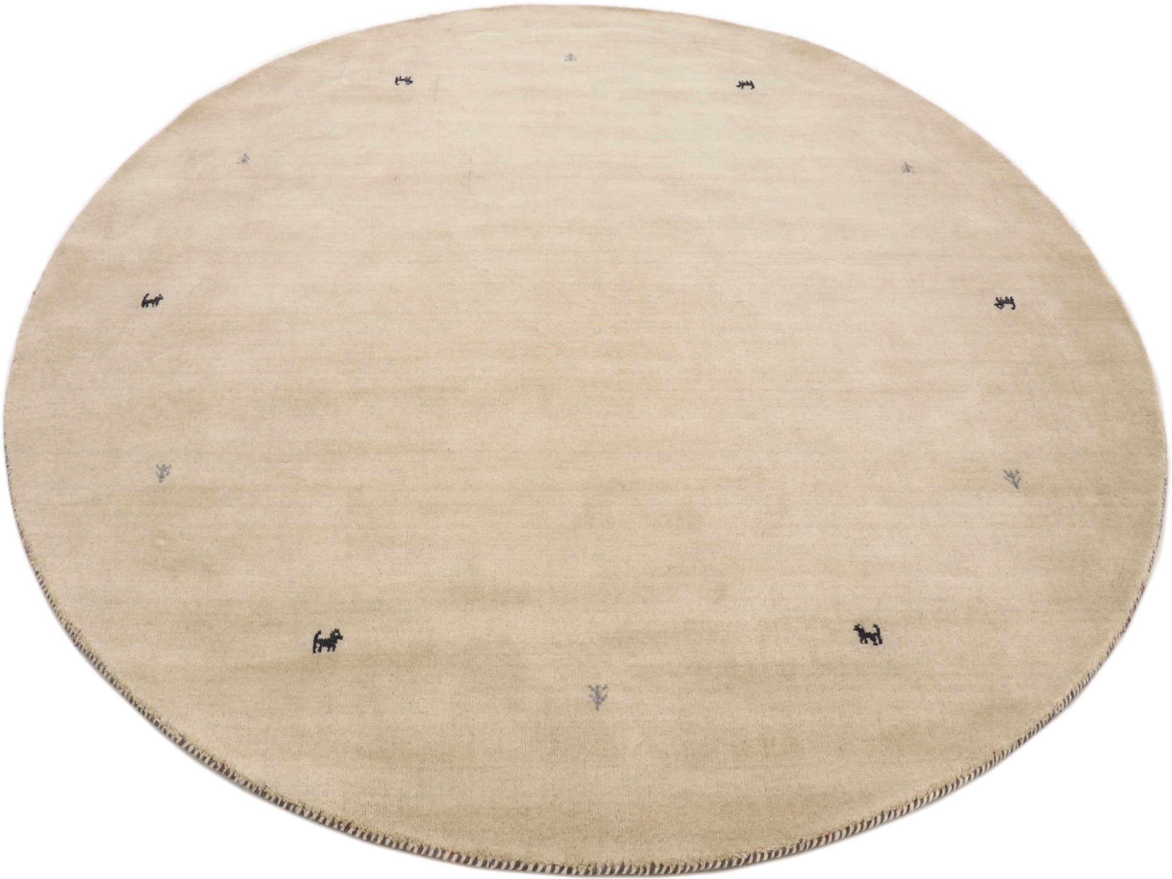 carpetfine Wollteppich »Gabbeh Uni«, rund, 15 mm Höhe, reine Wolle handgewebt, Gabbeh Tiermotiv warmes Raumklima viele Größen