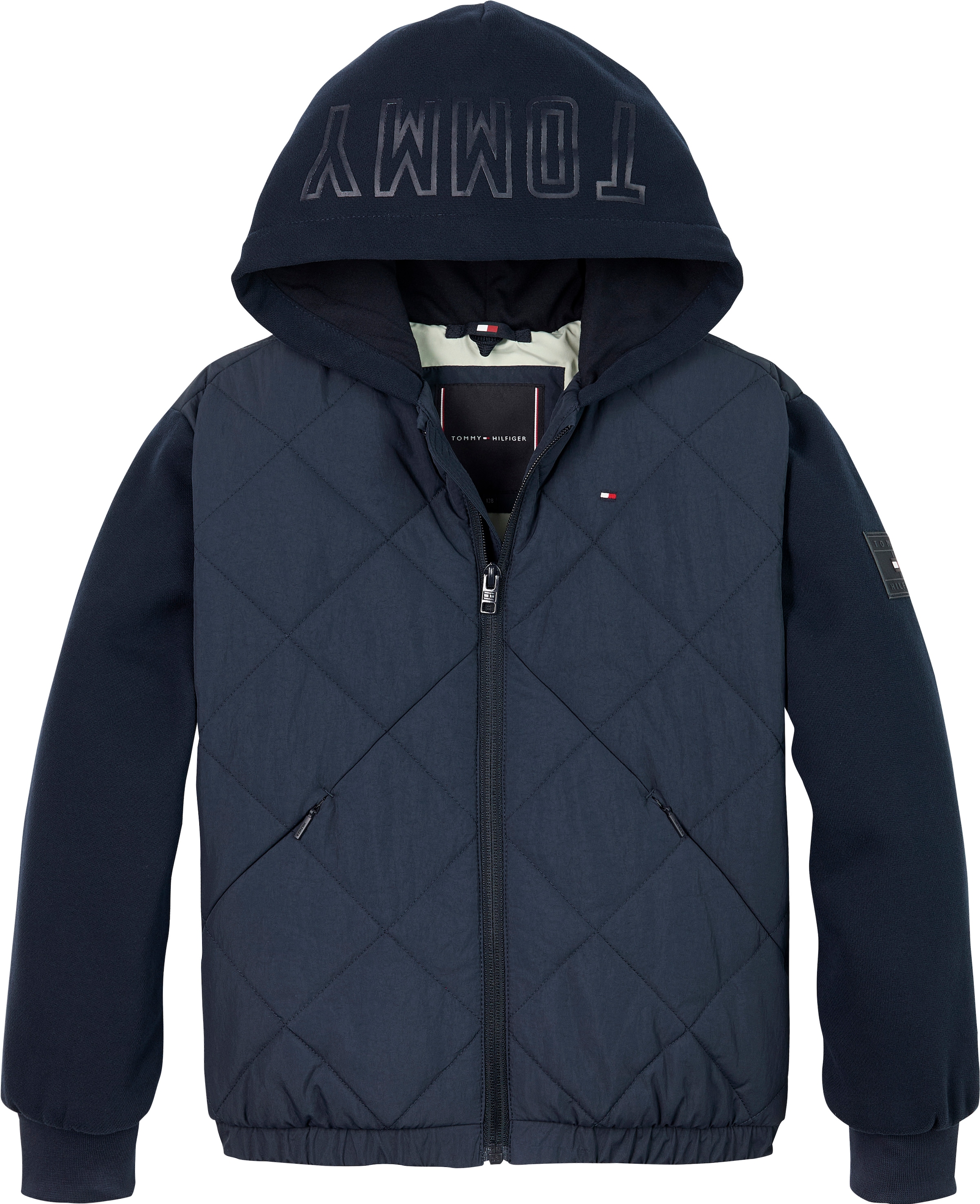 Tommy Hilfiger Steppjacke »MIX MEDIA QUILTED JACKET«, mit Kapuze, für Kinder bis 16 Jahre, Material-Mix