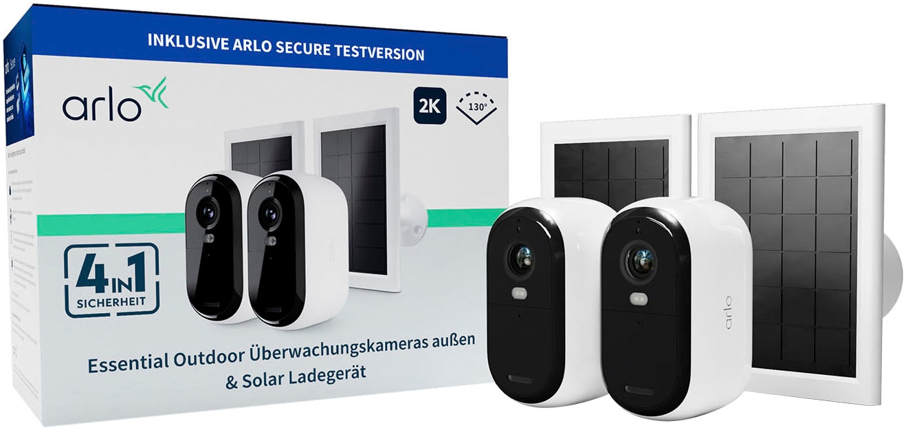 ARLO Smart Home Kamera »2 2K Outdoor Camera 2pack W/2 Solar Panel«, Außenbereich