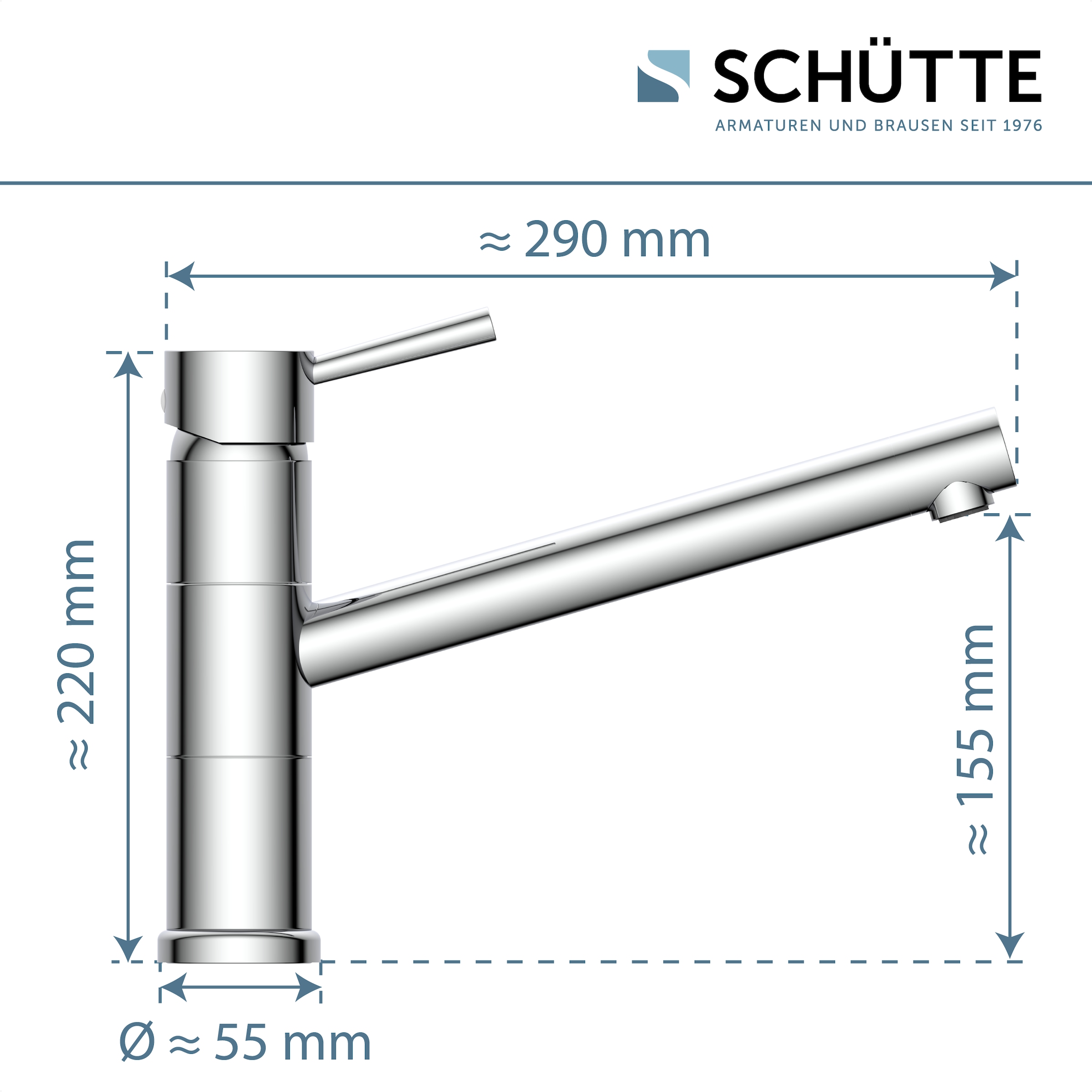 Schütte Spültischarmatur »UNICORN« Niederdruck Armatur Küche, 150° schwenkbar, Verbrühschutz Chrom