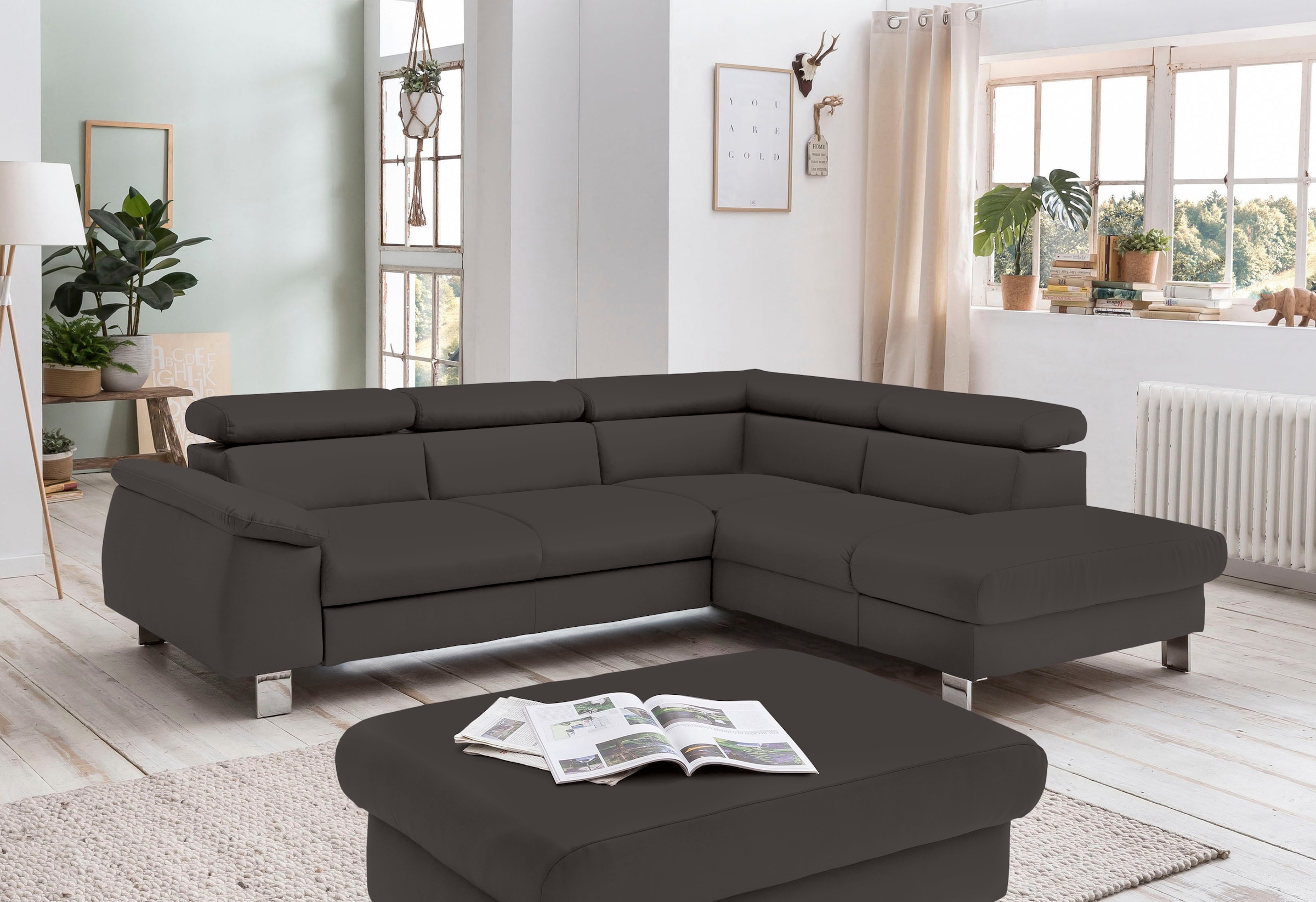 COTTA Ecksofa »Komaris L-Form, B: 249 cm« mit Kopfteilverstellung, optional günstig online kaufen