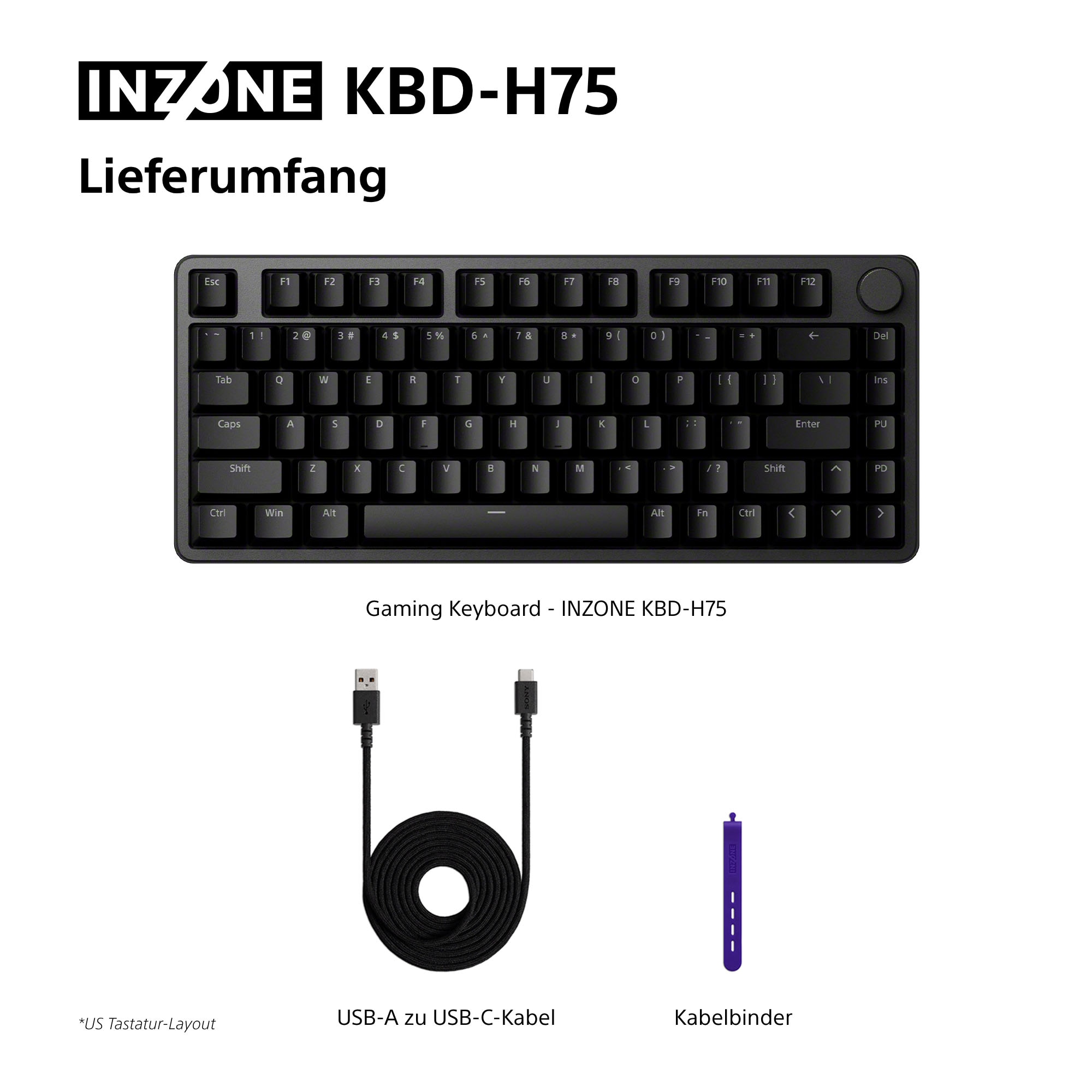 Sony Gaming-Tastatur »INZONE KBD-H75«, (Fn-Tasten-USB-Anschluss-Windows-Sperrtaste)