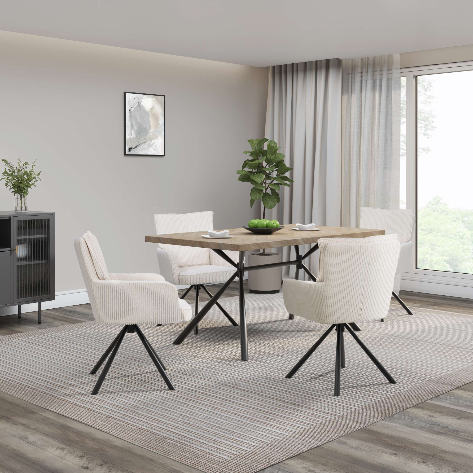 OTTO home Esstisch »Larchant« Tischplatte in Fischgrätoptik, schwarze Metal günstig online kaufen