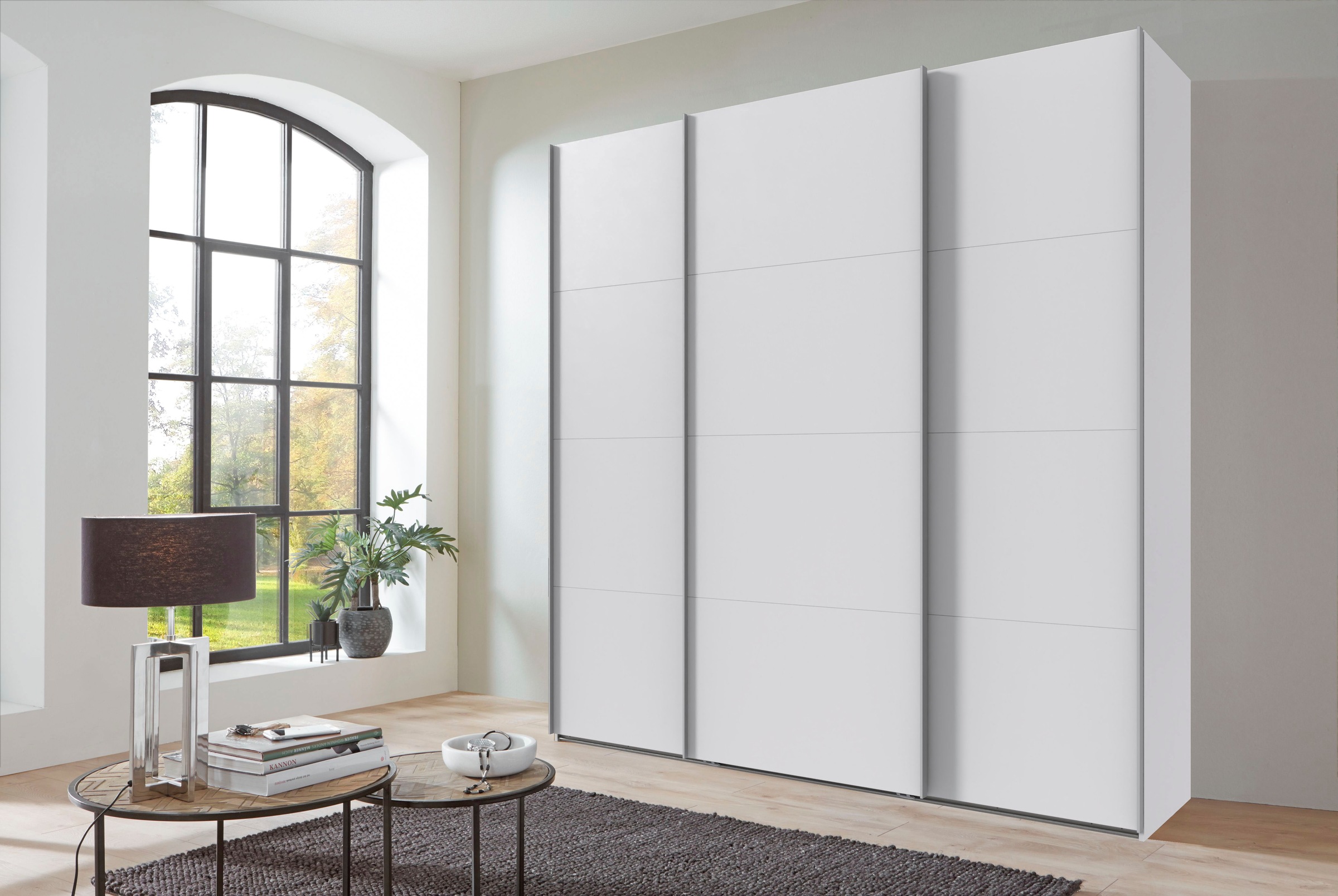 Wimex Schwebetürenschrank »Mugano, Made in Germany, Lieferung bis in Deine Etage und Stellort«, (wähle Deine Ausstattung: Basic oder Premium!), 3 Schwebetüren, große Größen, mit oder ohne Spiegel, Metallgriffe