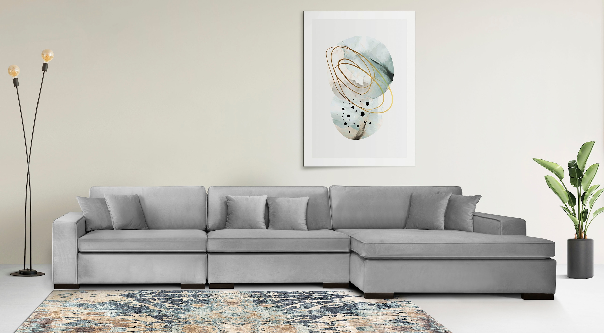 Home affaire Ottomane »Skara L-Form«, Lounge-Sofa mit Federkernpolsterung, günstig online kaufen