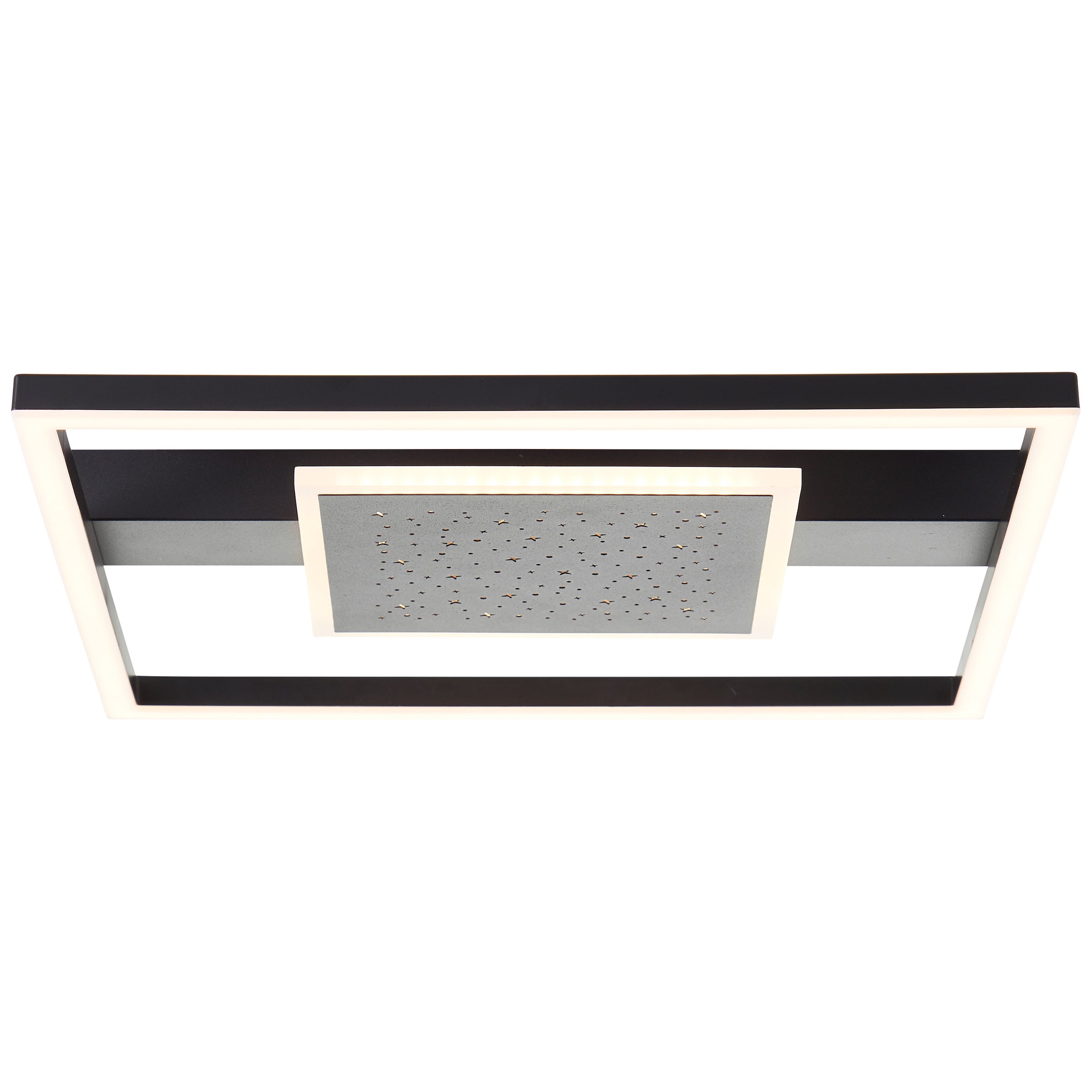 BreLight LED Deckenleuchte »Reno«, 37 x 37 cm, 3500 lm, 3000 K, Sternenglanz, schwarz