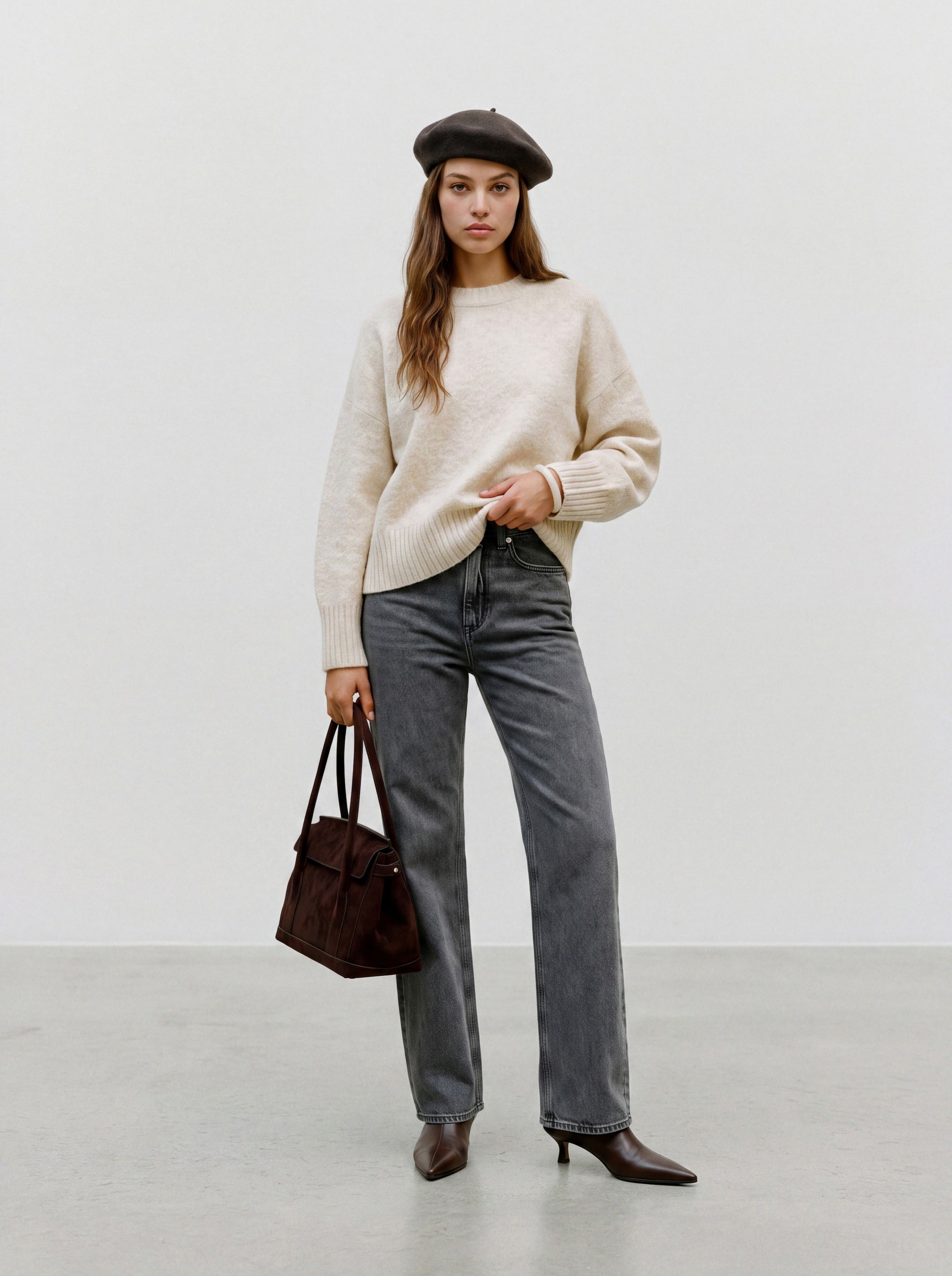 TOPSHOP Rundhalspullover »TSDAISY LS KNITTED JUMPER KNT NOOS« Materialmix, kürzer geschnitten