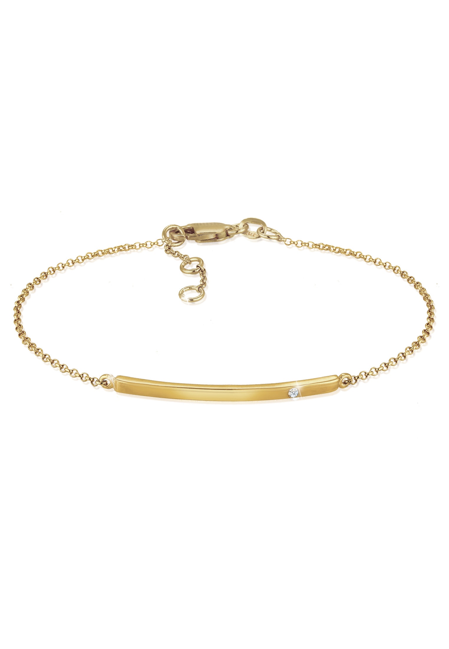 Armband „Erbskette Geo Stab Diamant (0.015 ct.)375 Gelbgold“ Gold + weiß mit Diamanten 16 cm – mit Diamanten