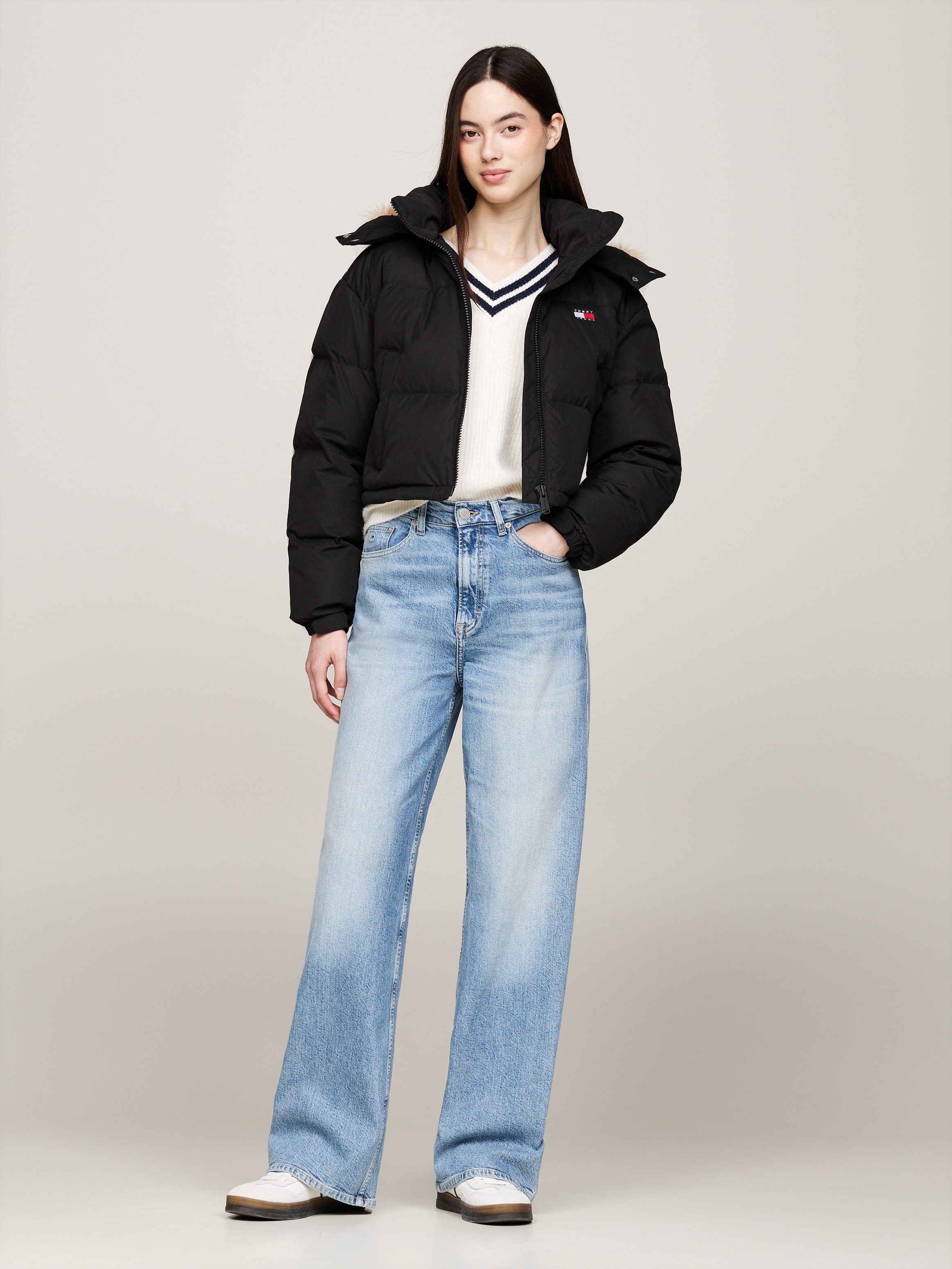Tommy Jeans Steppjacke »TJW CRP ALASKA FAUX FUR HOOD«, mit Kapuze, mit Fellimitat