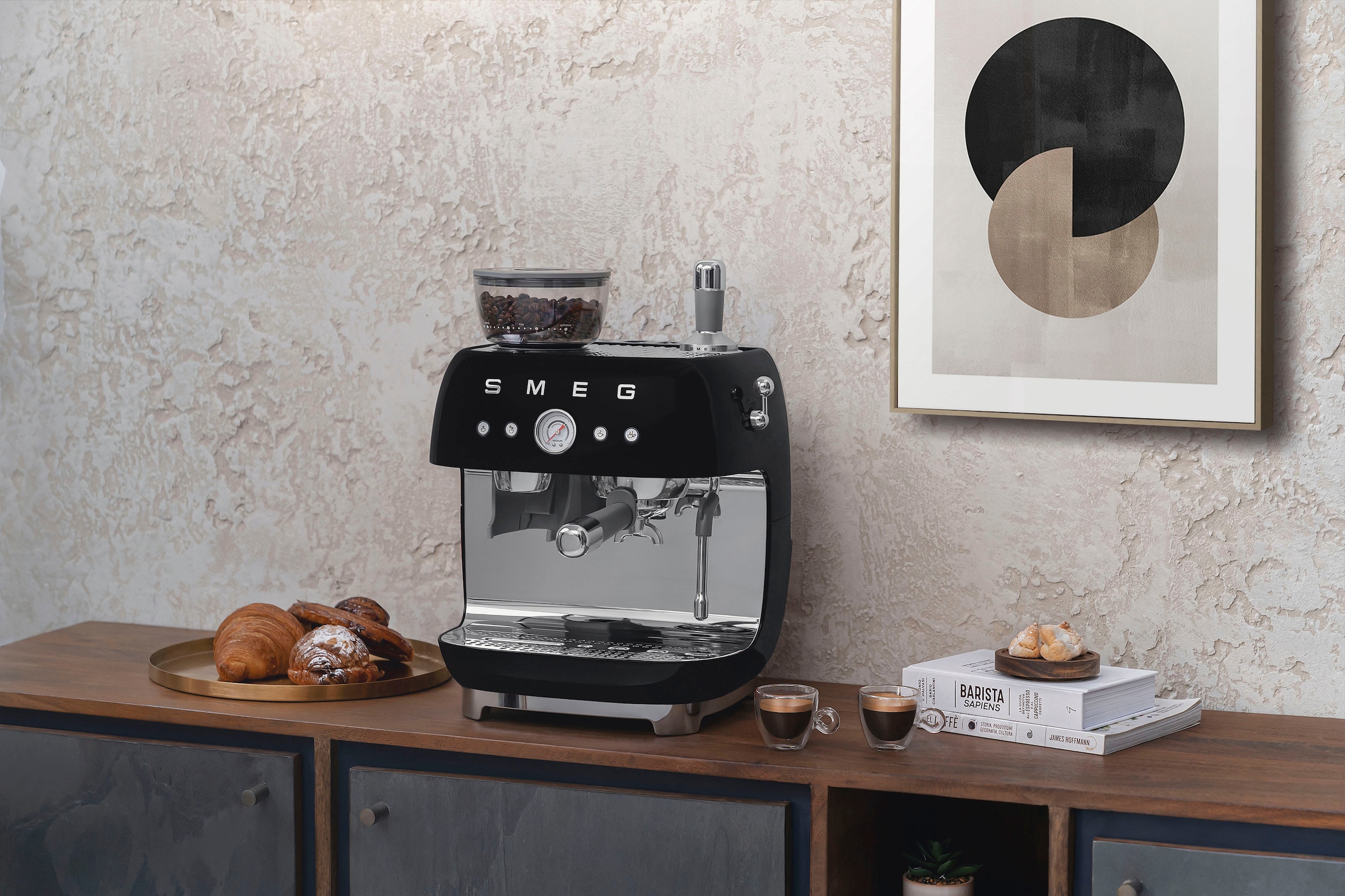 Smeg Espressomaschine »EGF03BLEU«, mit integrierter Kaffeemühle