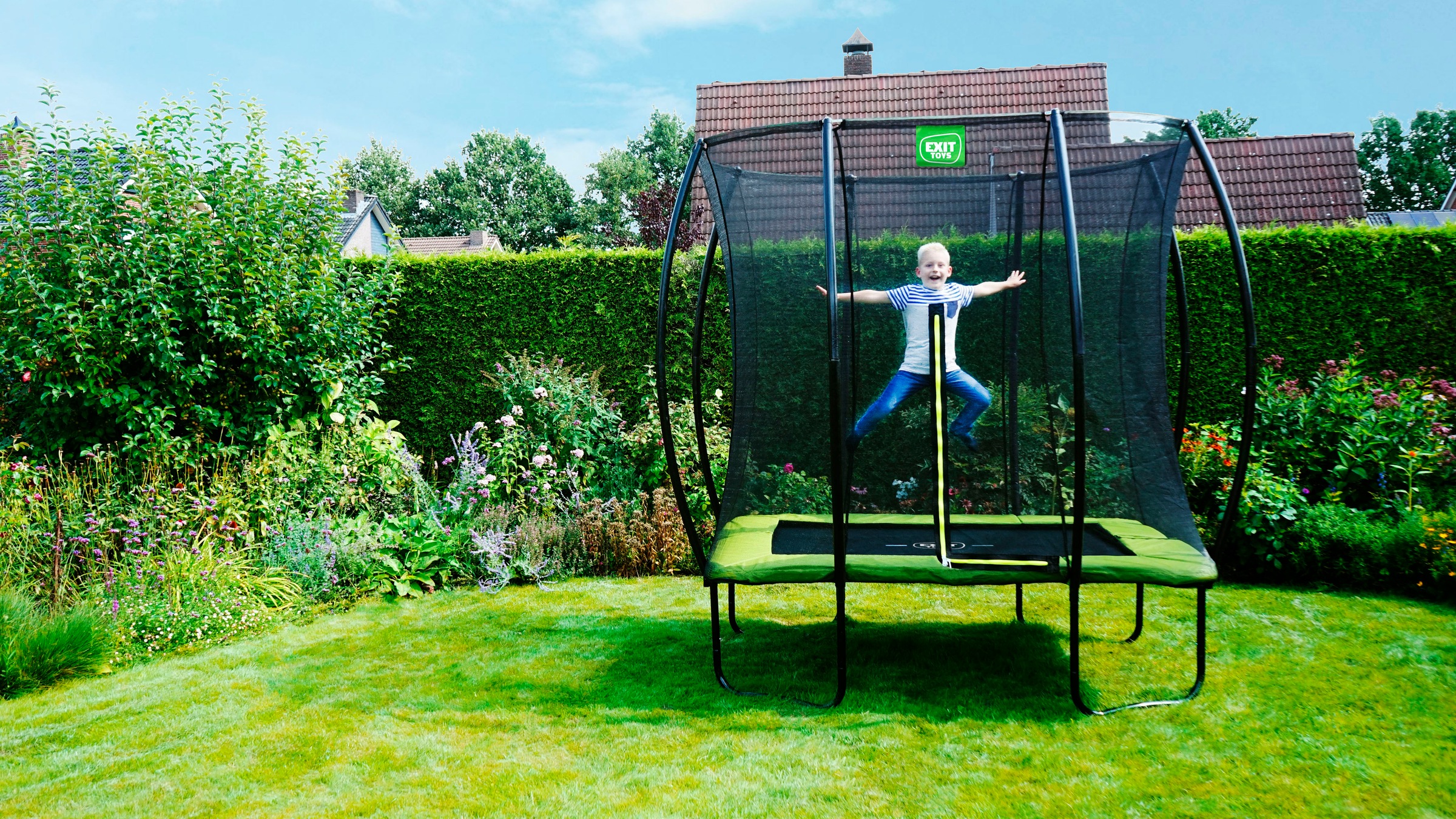 EXIT Gartentrampolin »Silhouette, grün«, mit Sicherheitsnetz